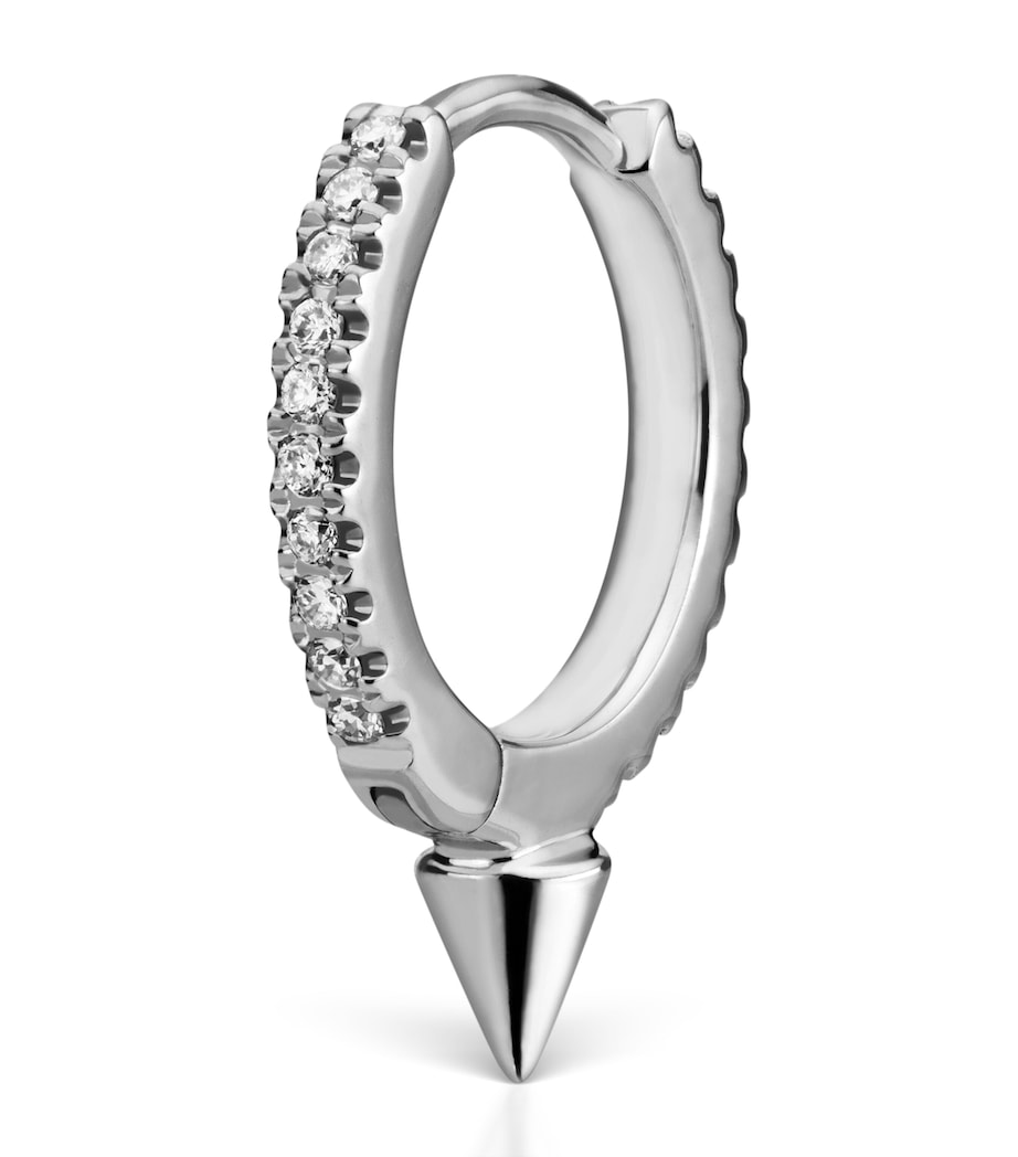 White Gold Single Short Spike Diamond Eternity Hoop Earring (9.5mm) WHITE GOLD Image 1