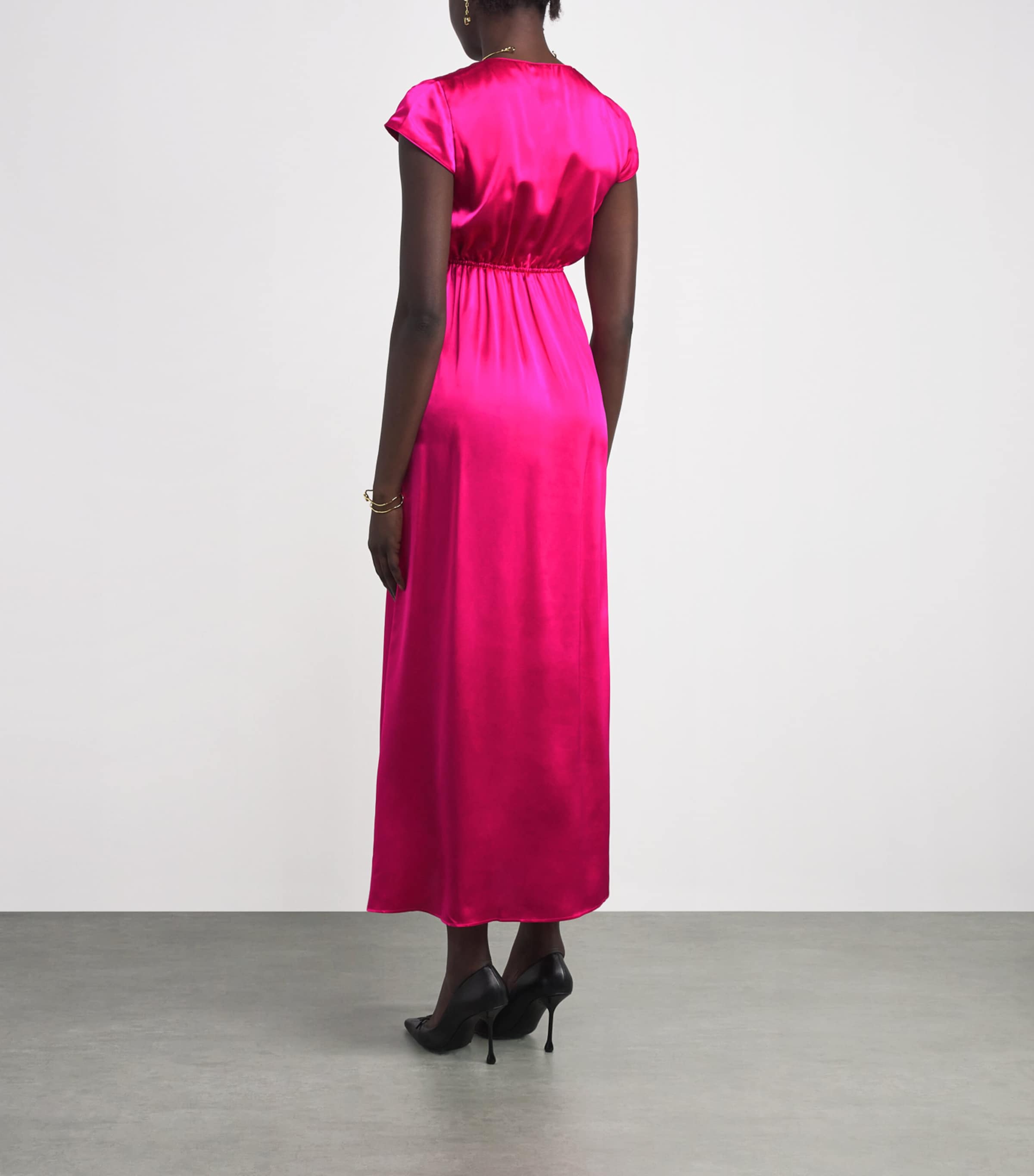 Silk V-Neck Diva Maxi Dress REGIO FUCHSIA Image 3