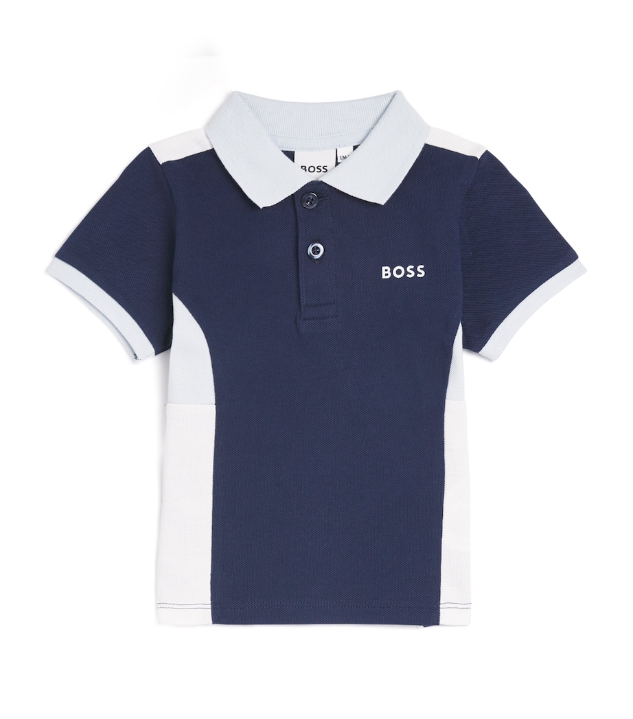 Cotton Piqué Logo Polo Shirt (3-36 Months) NAVY Image 1