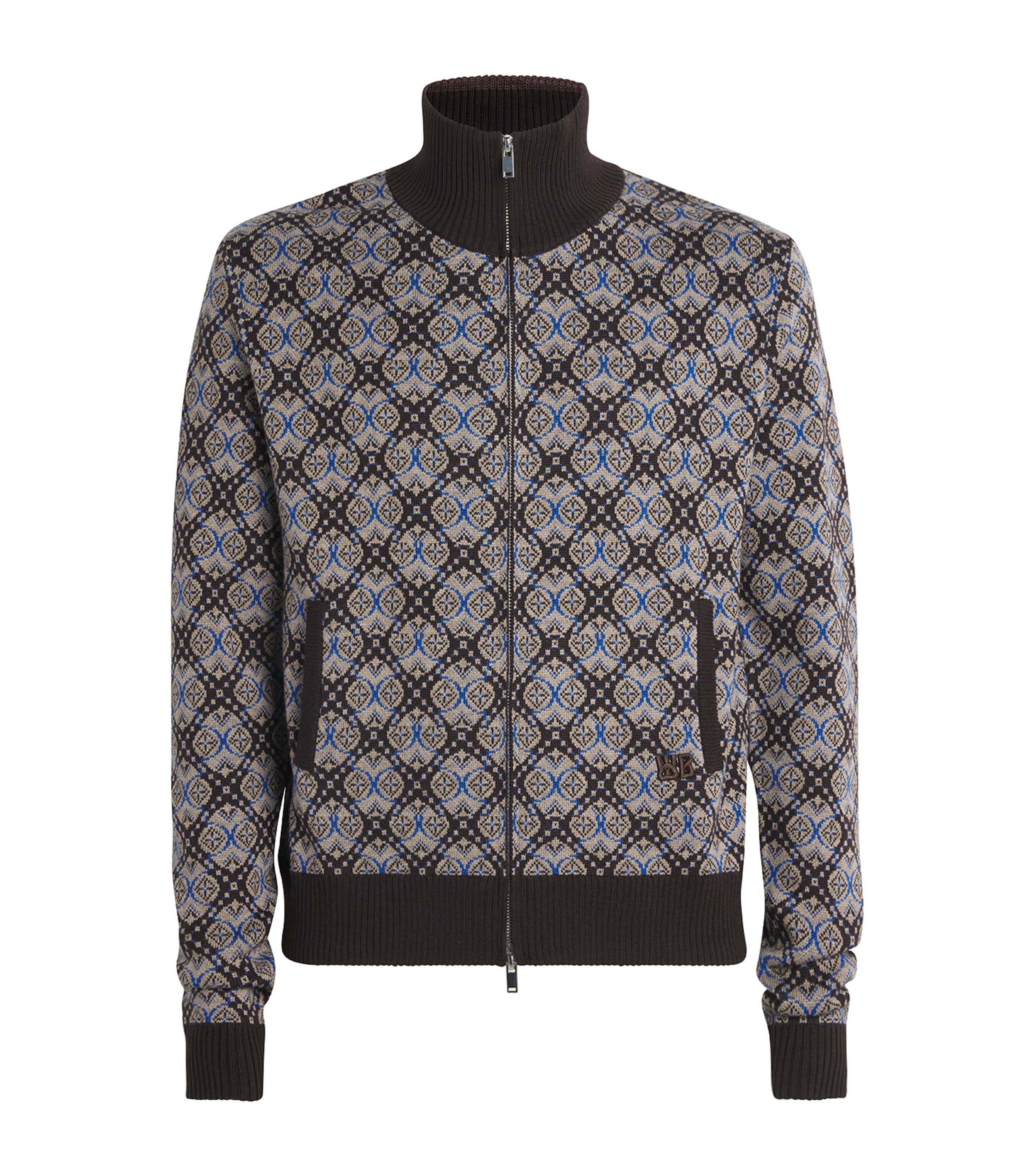 Wales Bonner Geometric Reverie Zip-up Sweater In Pattern