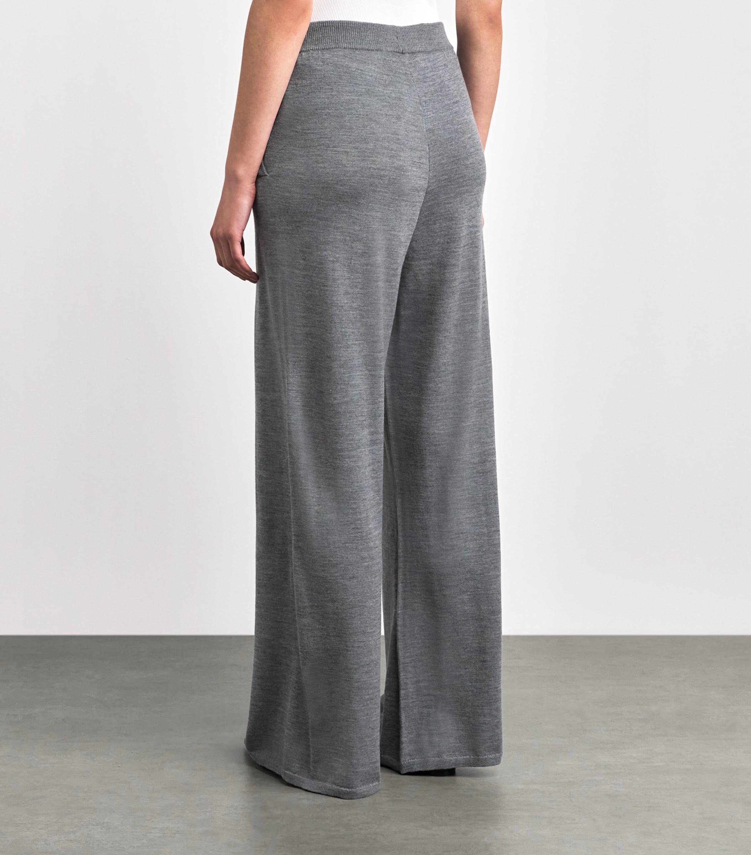 ANINE BING Womens Wool-Cashmere Knitted Adley Trousers Medium Heather Grey Image 5