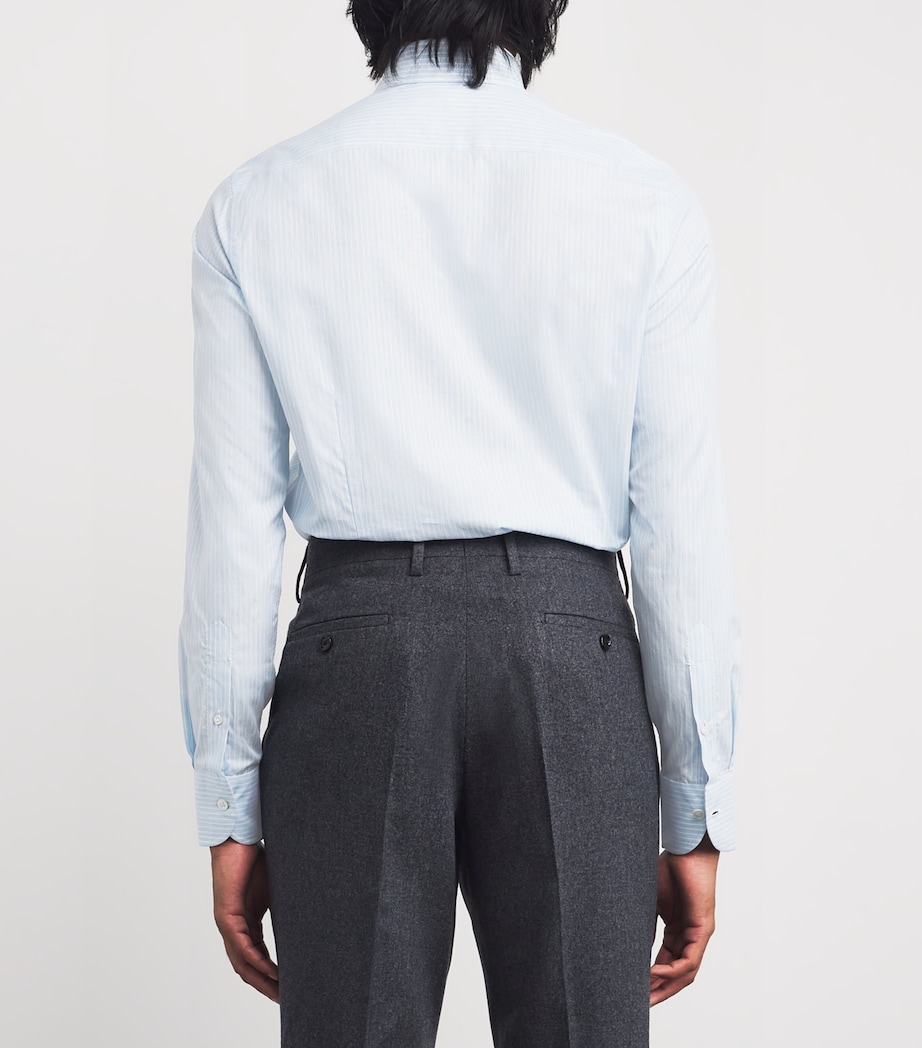 Cotton Melange Stripe Shirt LIGHT BLUE Image 4