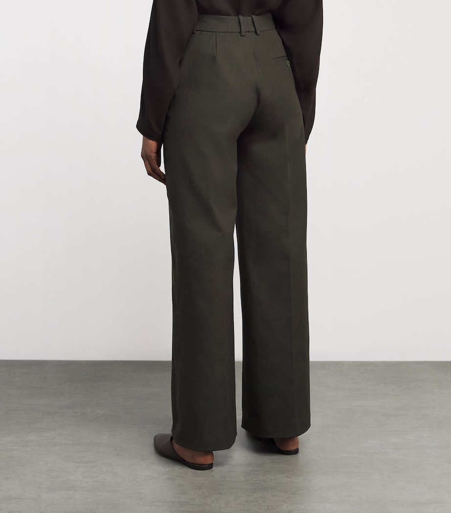 Joseph Womens Gabardine Yukio Wide-Leg Trousers Palm Leaf Image 4
