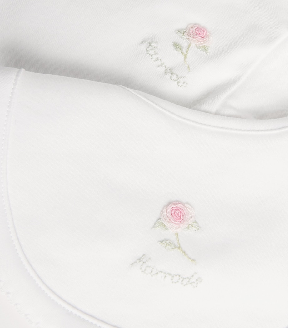 Pima Cotton Embroidered Rose Baby Gift Set WHITE Image 3