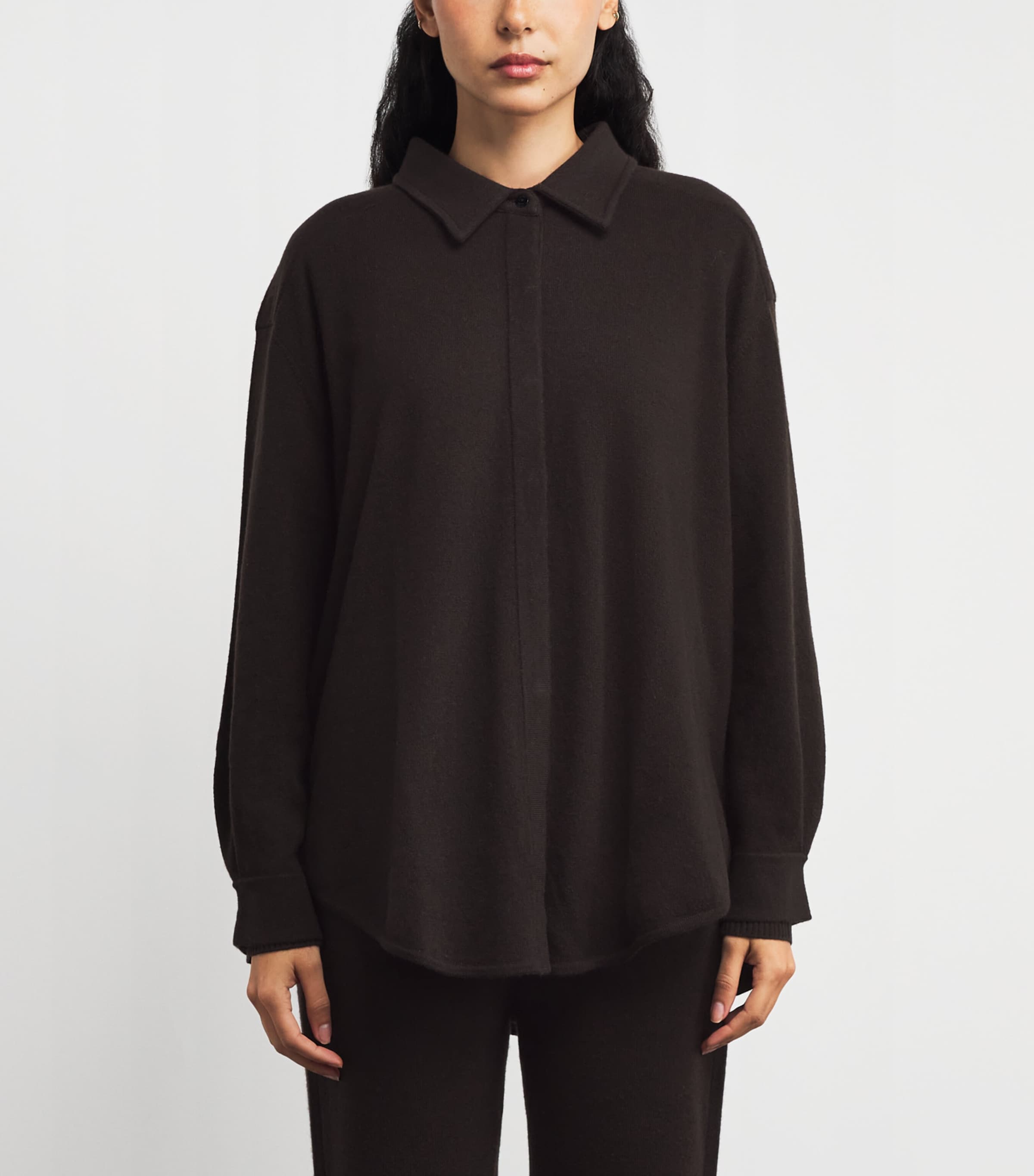 arch 4 Womens Cashmere Knitted Bonnie Shirt Brown Wood Image 3
