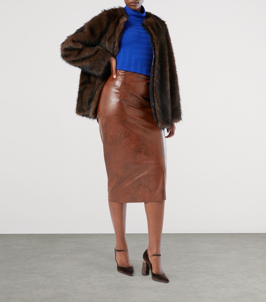 Faux Fur Coat CHOCOLATE Image 4