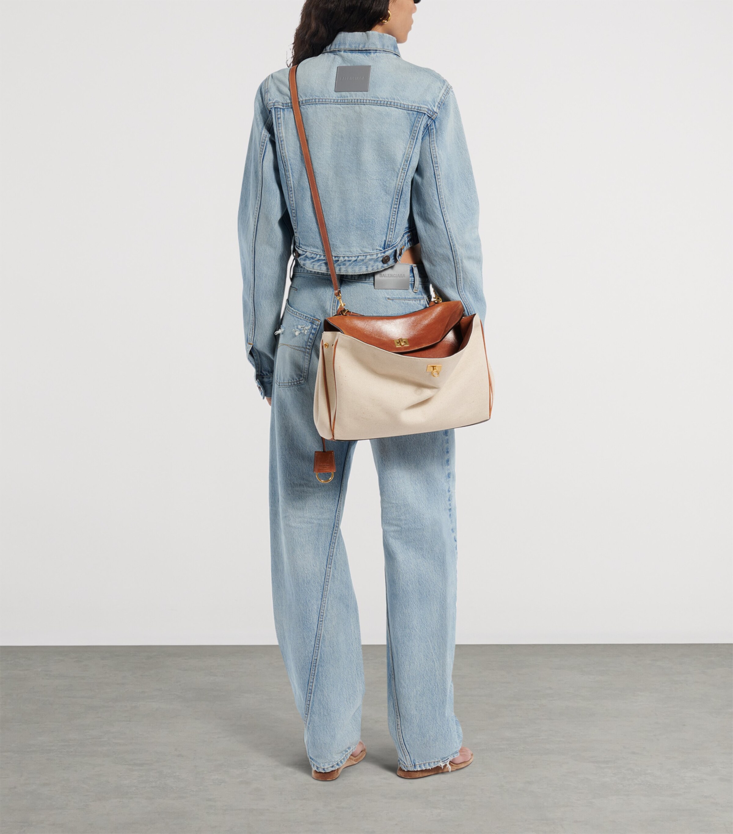 Balenciaga Ivory Medium Canvas Rodeo Top-Handle Bag | Harrods UK