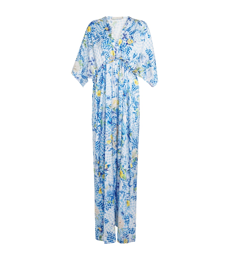 Mary Katrantzou Womens Satin Fleur de Vichy Taormina Kaftan Dress Fleur Blubry Aop Image 1