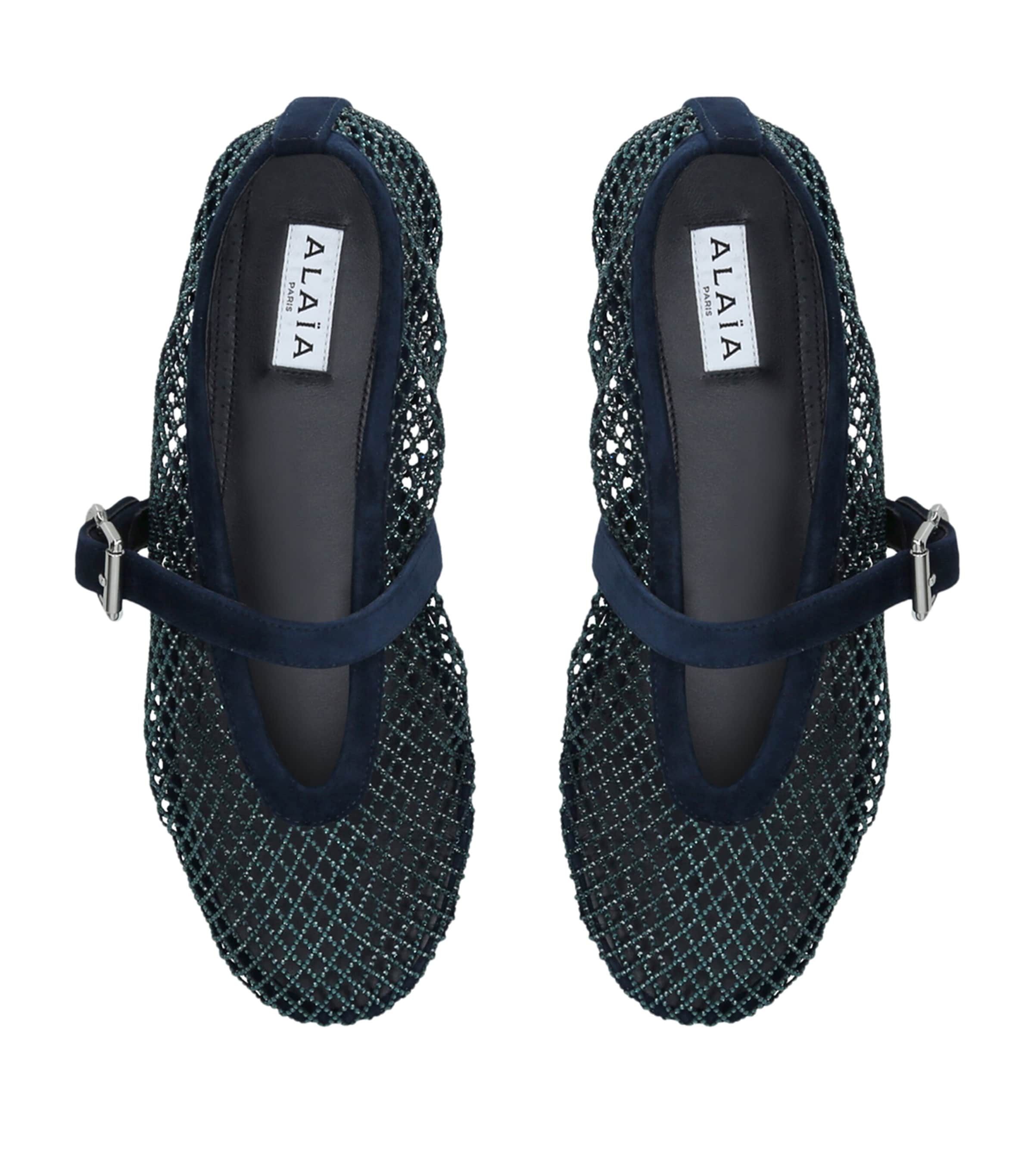 Alaïa Embellished Mesh Ballet Flats Blue/dark Image 3