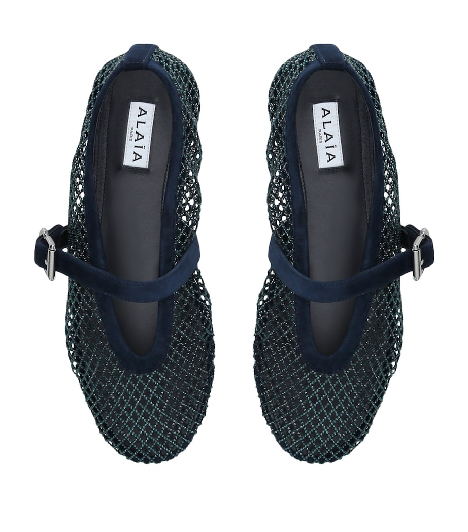 Alaïa Embellished Mesh Ballet Flats Blue/dark Image 3