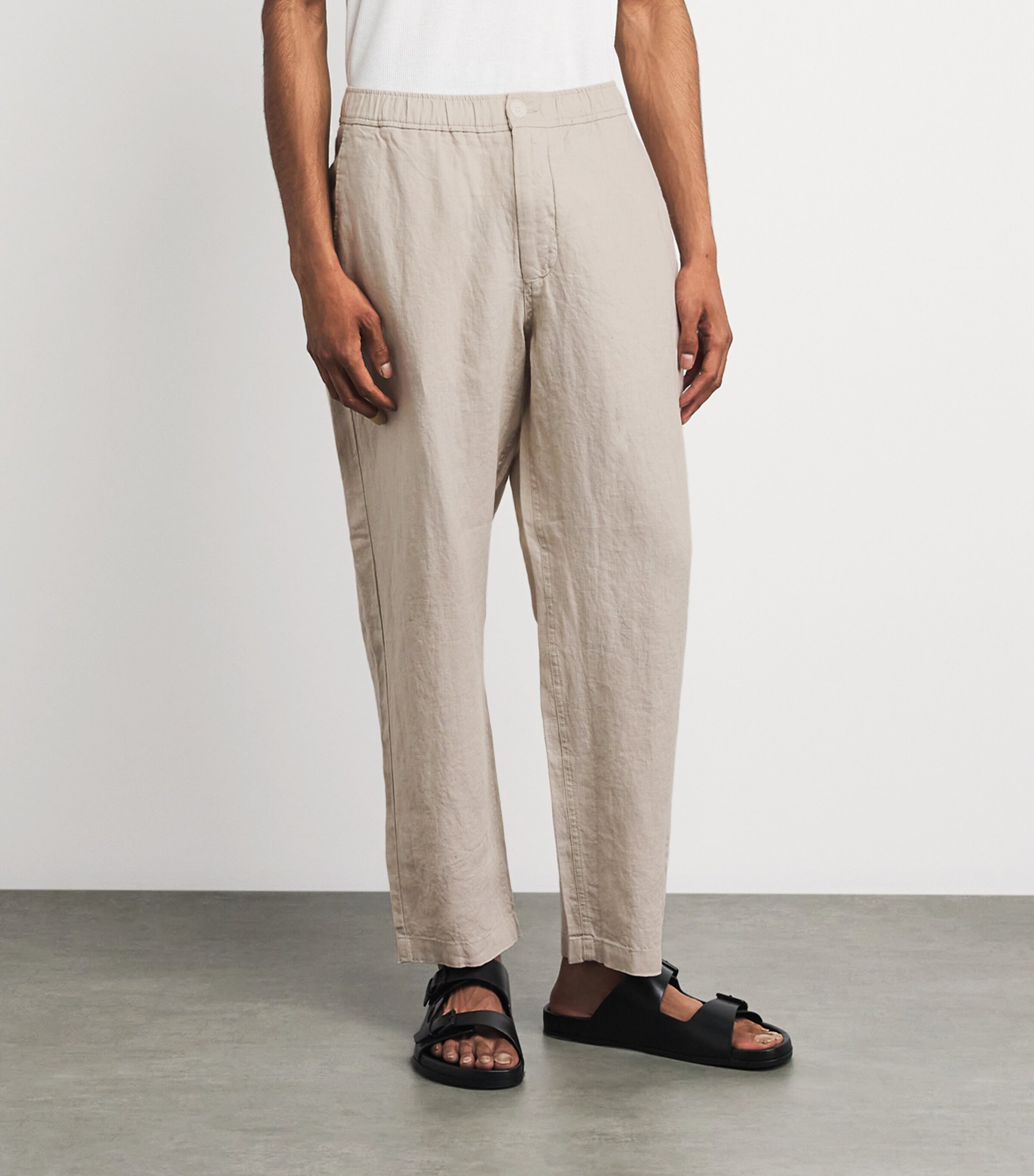 Wax London Mens Linen Kurt Chinos Beige Image 4