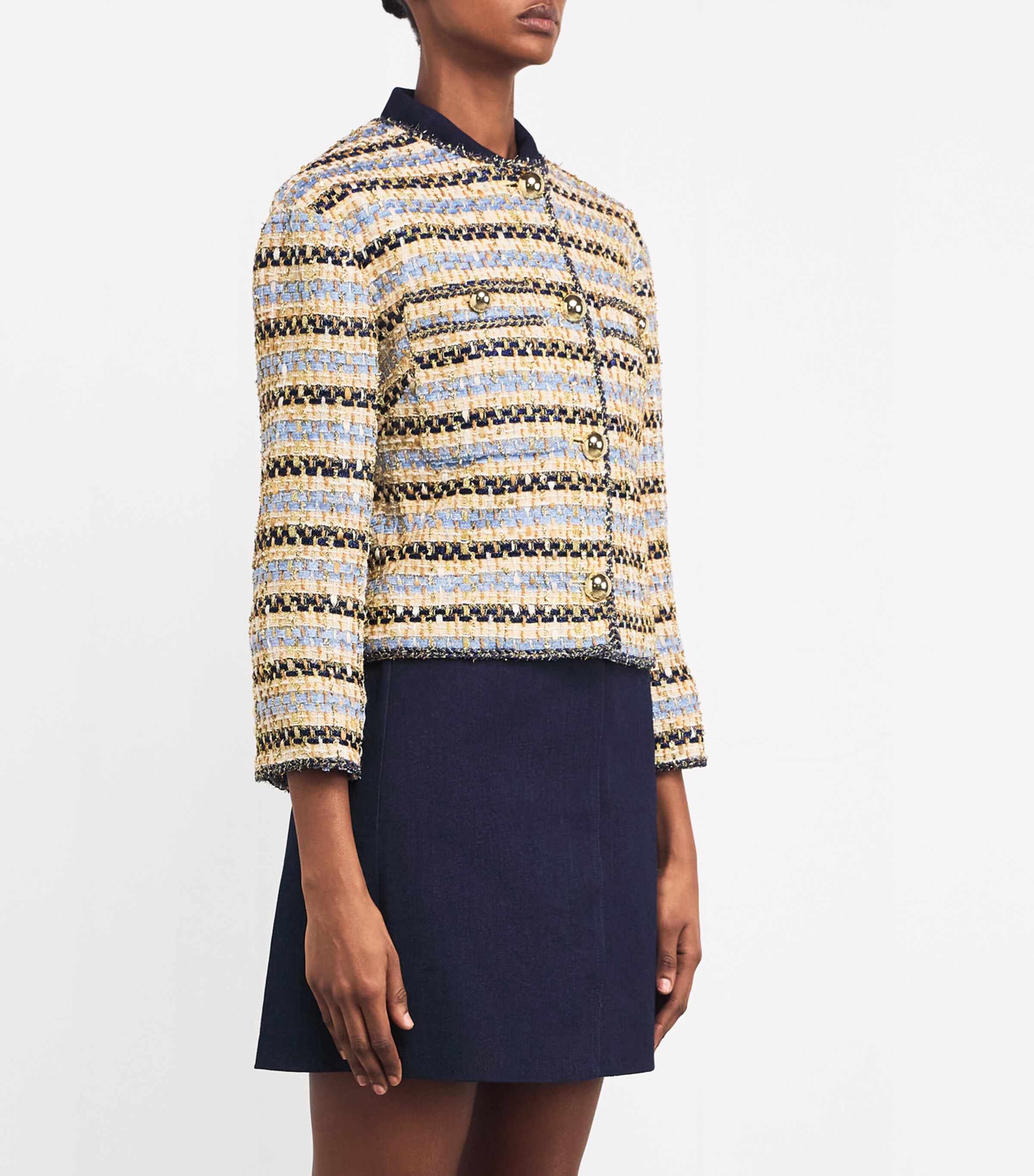 Sumira Tweed Jacket BLUE/IVORY Image 3