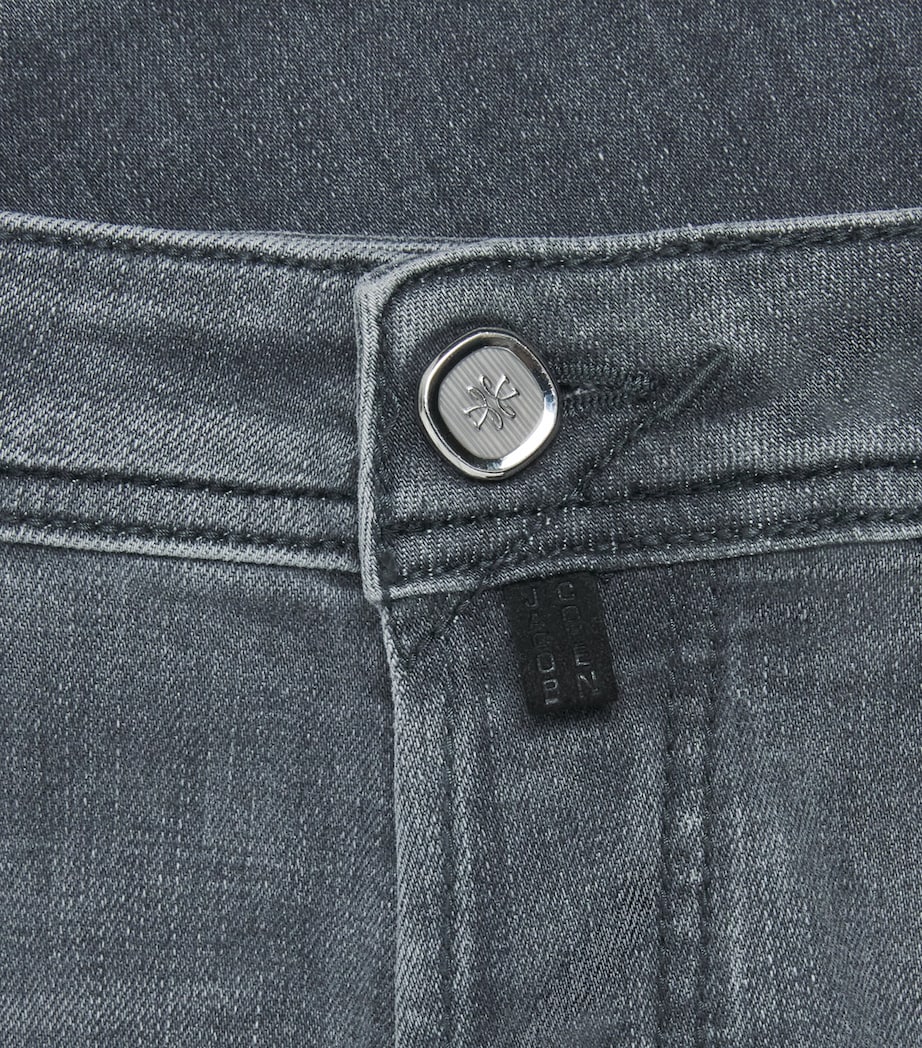 Jacob Cohën Mens Ostrich Leather-Patch Bard Slim Jeans Medium Black Image 6