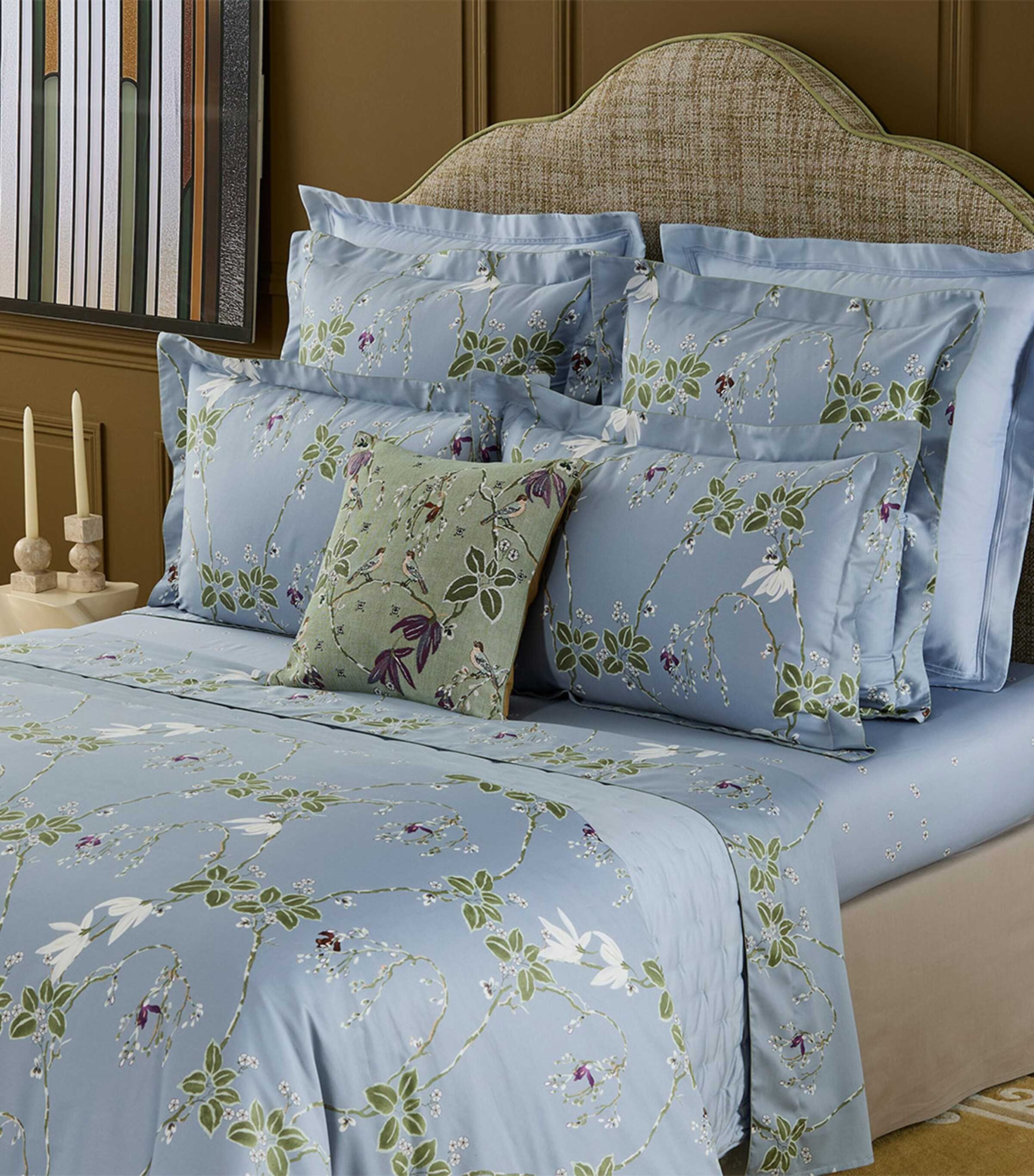 Yves Delorme Organic Cotton Rameau Oxford Pillowcase (50cm x 75cm) Blue Image 4