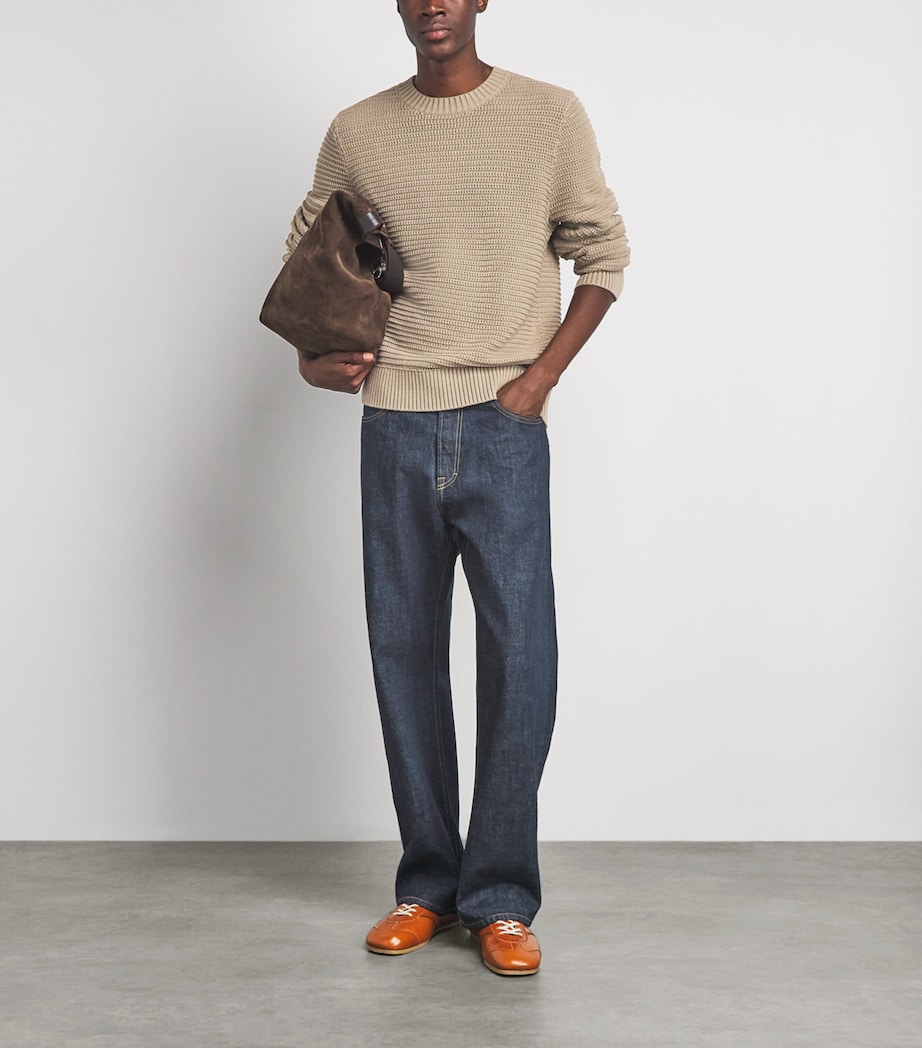 Vince Mens Cotton-Cashmere Waffle Knit Sweater Dk Pecan Image 2