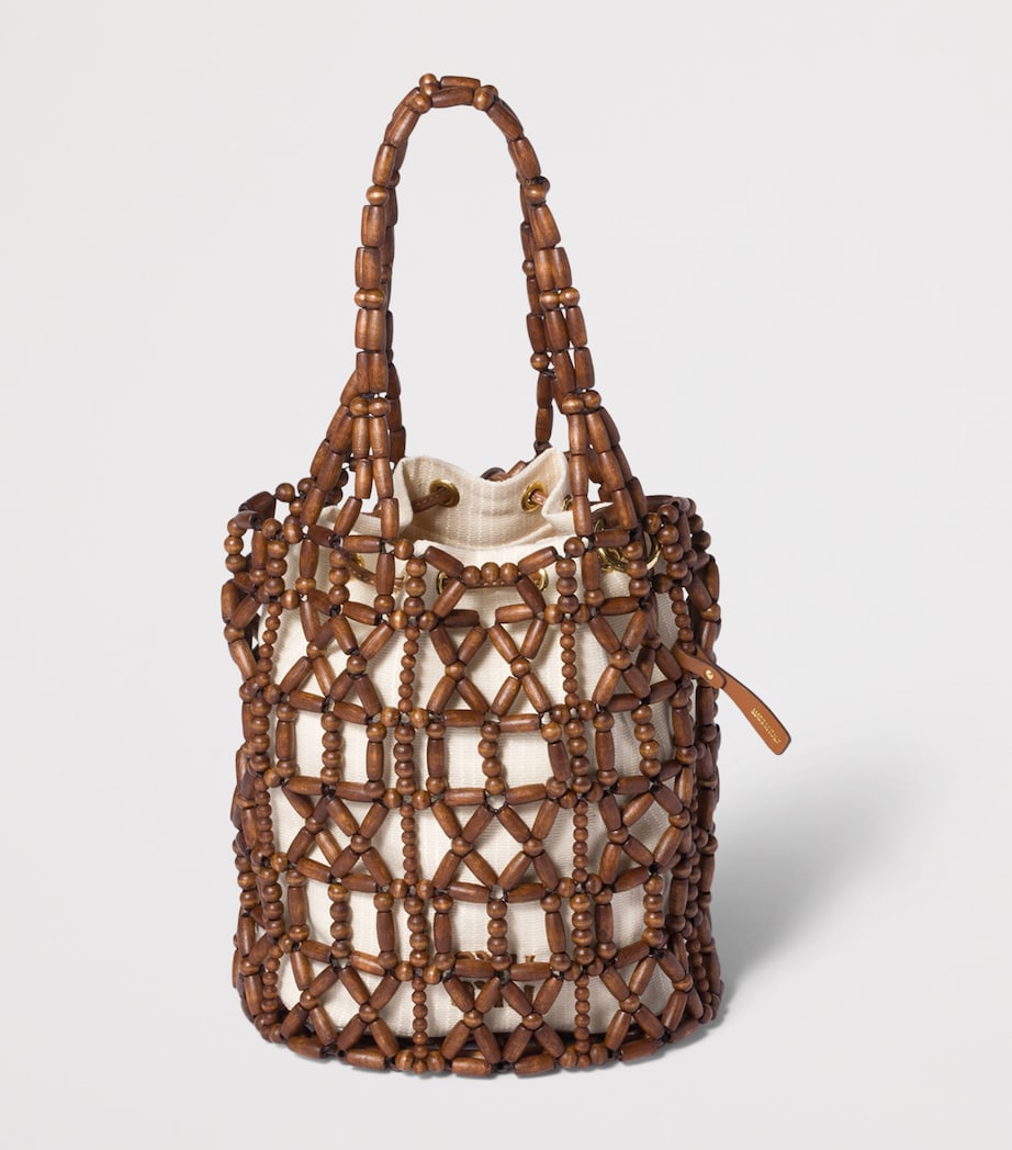 Miu Miu Beaded Mesh Bucket Bag Brown Image 3