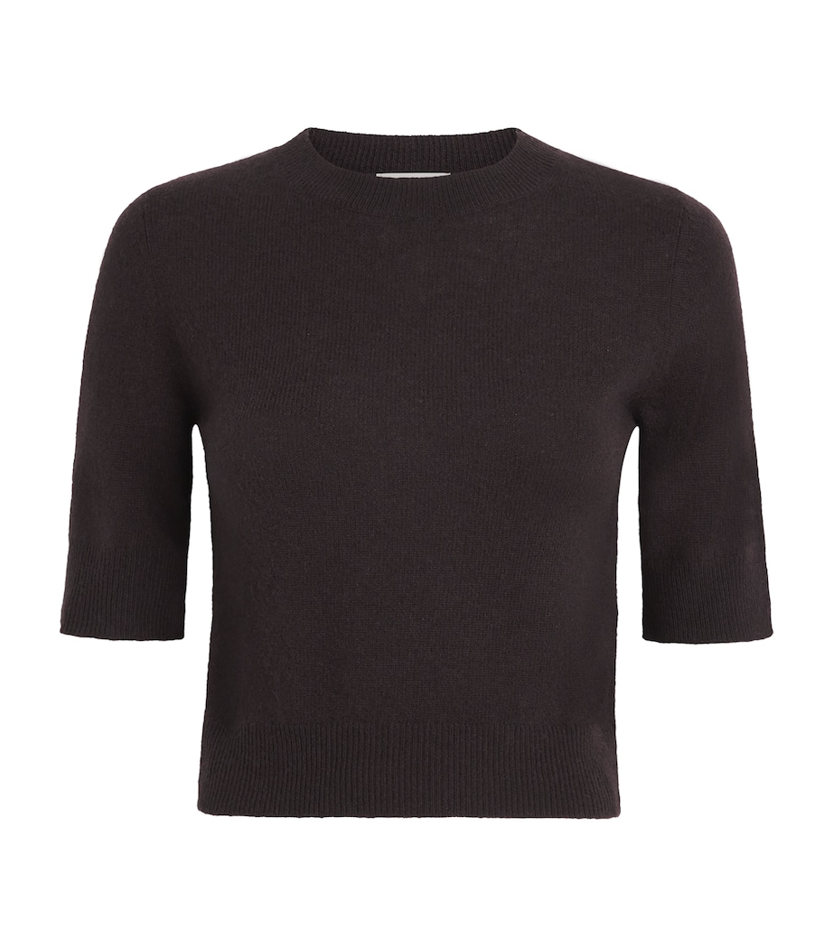 Le Kasha Womens Cashmere Short-Sleeve Chypre Sweater Prune Image 1