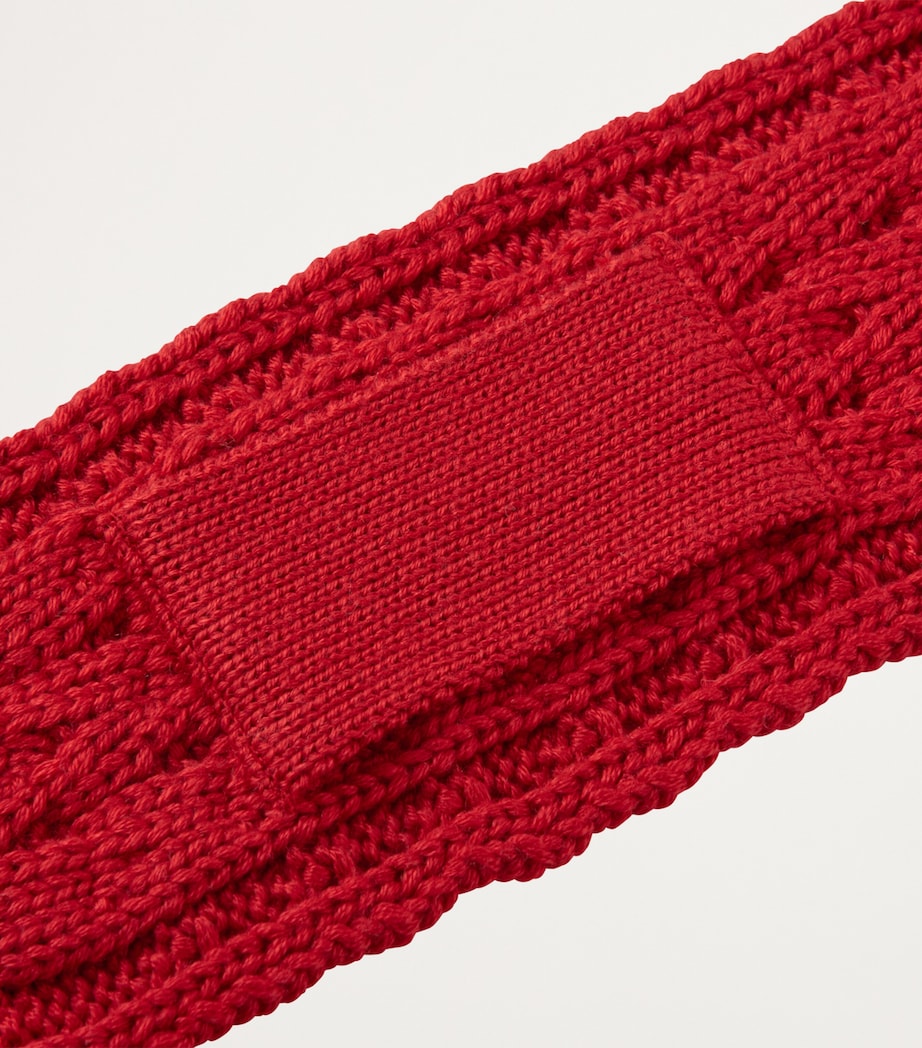 Cable-Knit Bear-Embroidered Scarf 2 Image 2