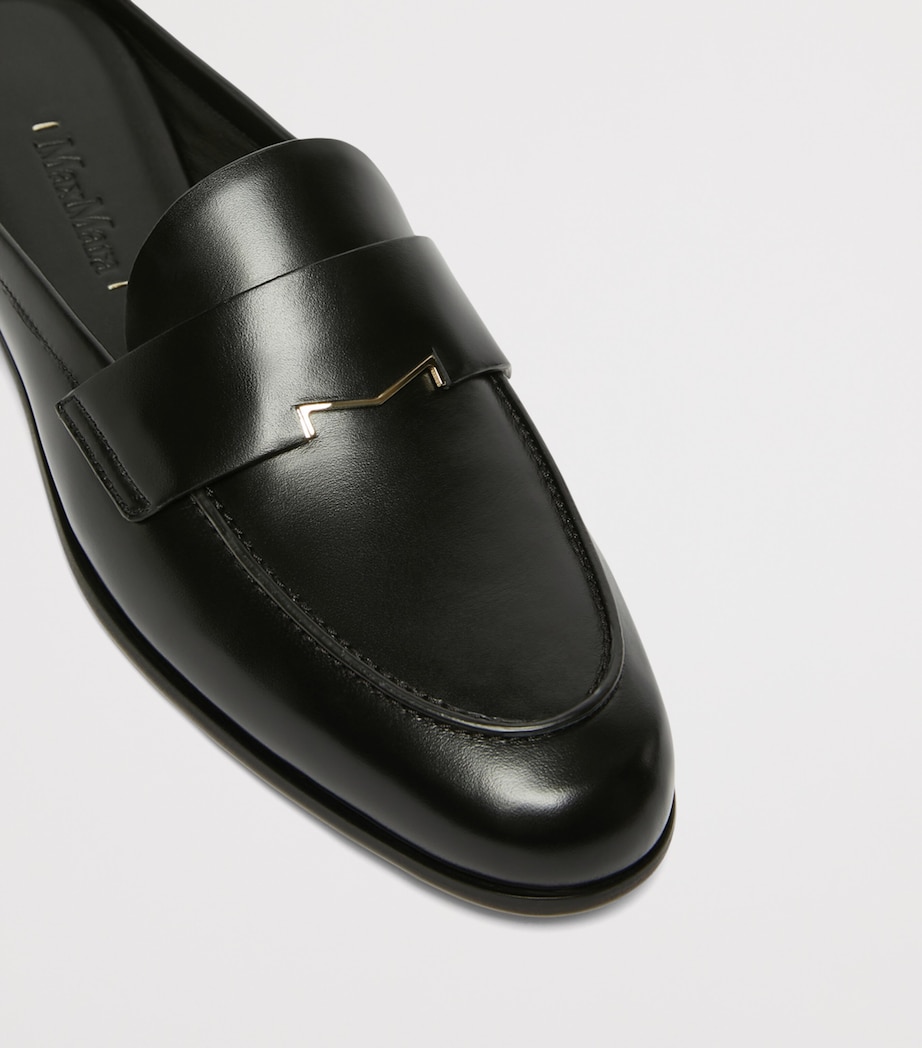 Max Mara Leather Logo-Hardware Mules Black Image 5