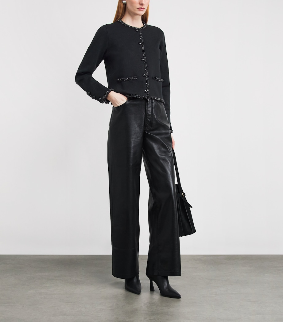 Wool-Blend Beaded Cardigan BLACK Image 2