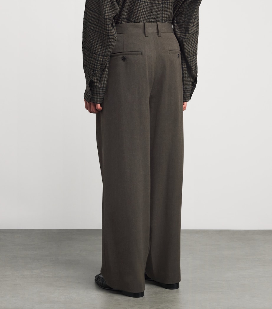 Pleated Wide-Leg Trousers GREYISH KHAKI GK Image 4