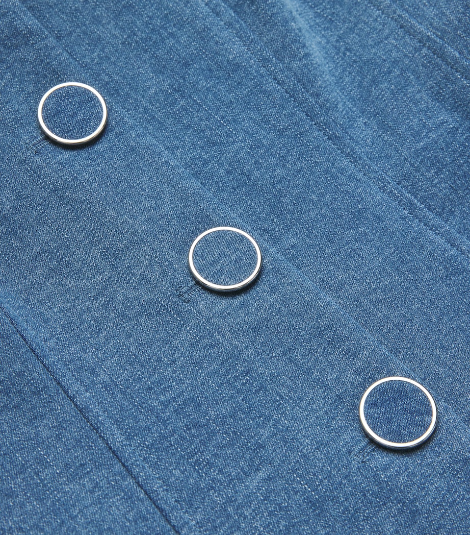 Veronica Beard Womens Denim Liana Tailored Top Sea Glare Image 5