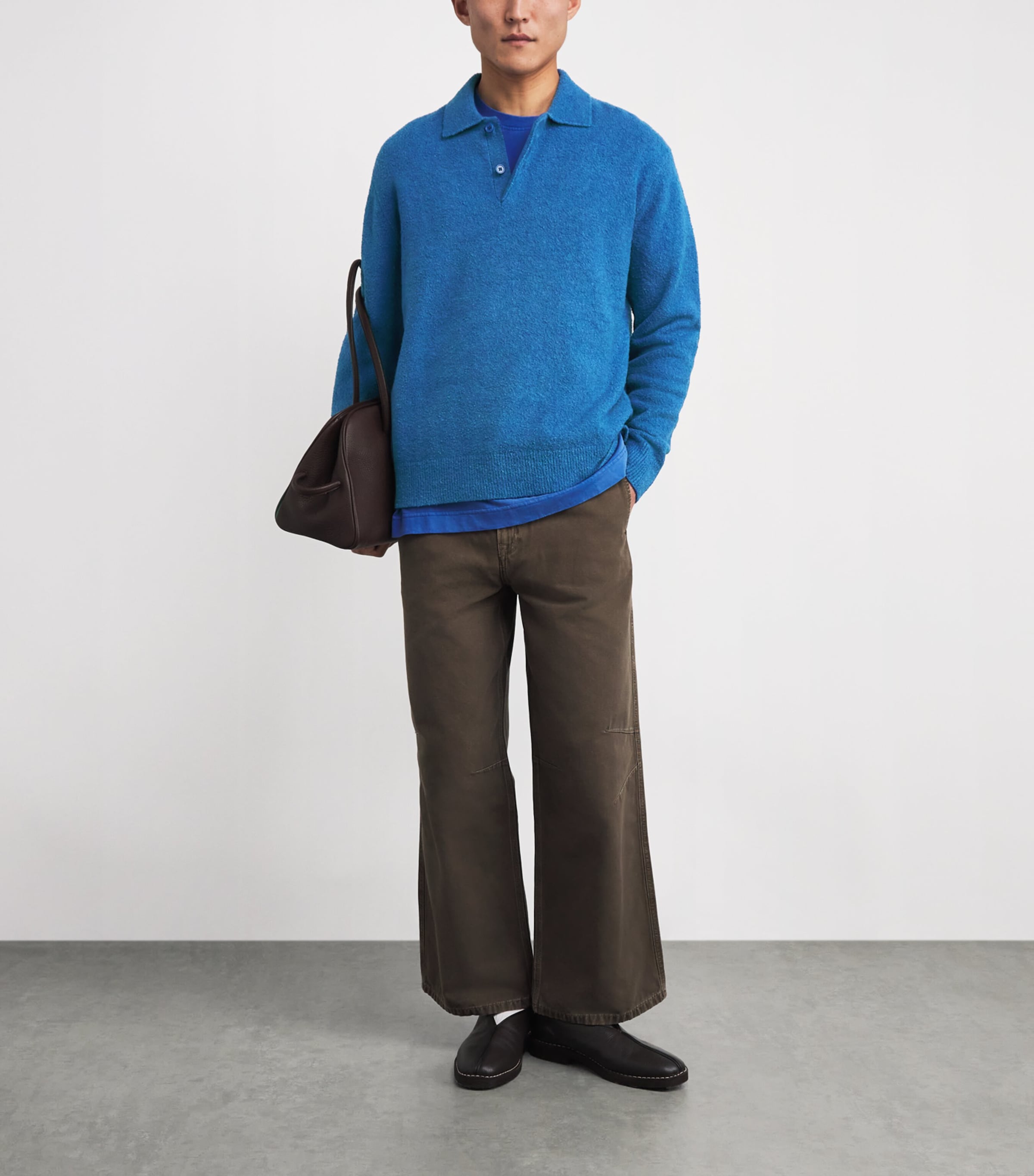 SAMSOE SAMSOE Mens Cotton-Blend Polo Sweater Bright Cobalt Image 2