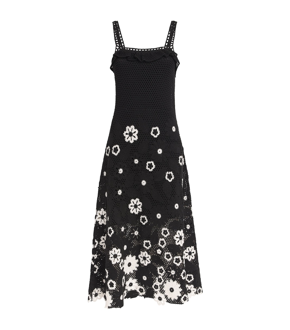 Cotton Crochet Midi Dress BLACK / WHITE Image 1