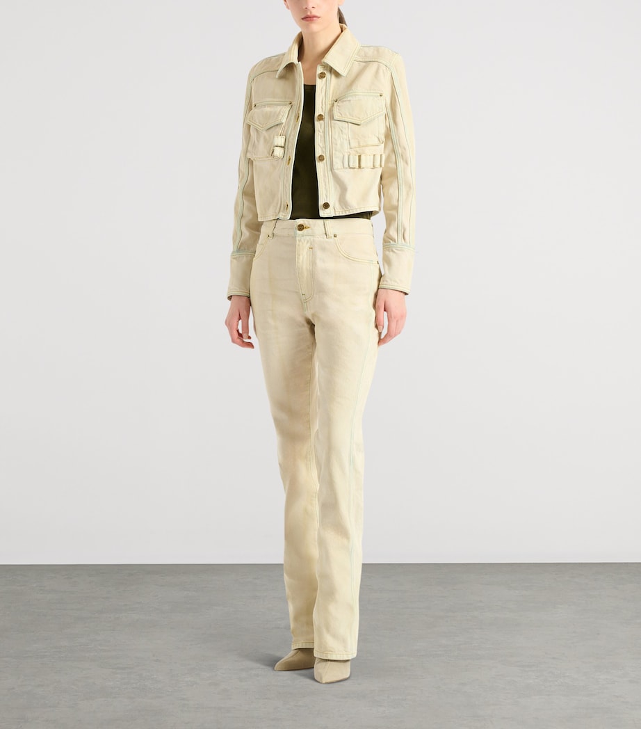 Balmain Womens Faded High-Rise Jeans Bleu Jean Beige Image 8