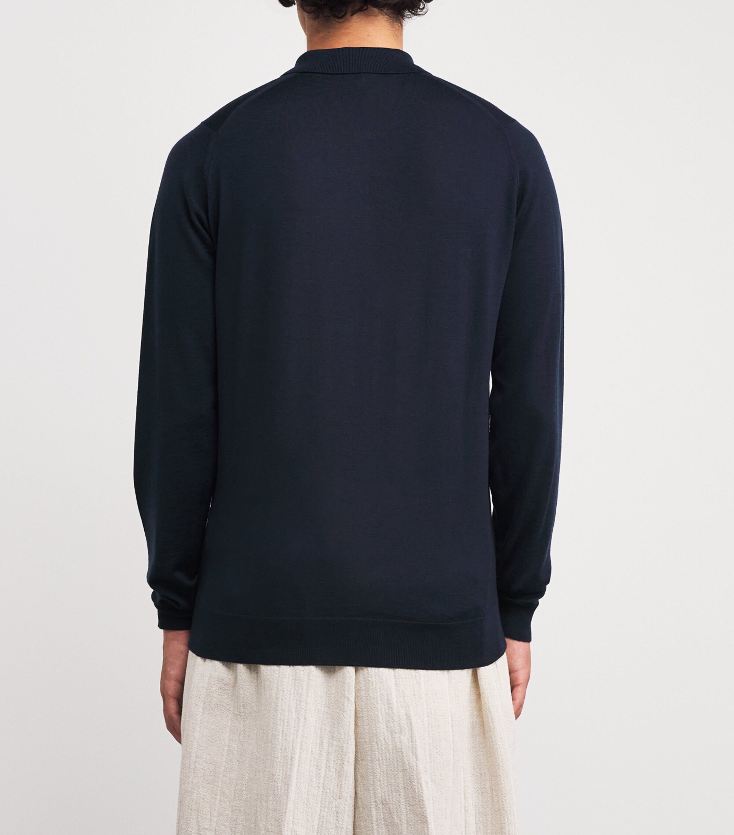 Extra Fine Merino Long-Sleeve Herbie Polo Shirt MIDNIGHT Image 4