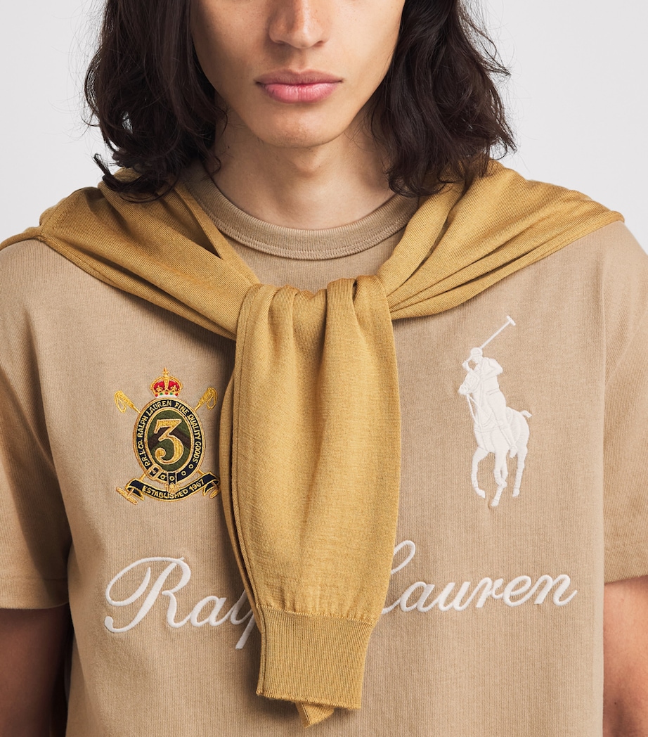 Polo Ralph Lauren Mens Signature Logo T-Shirt Vintage Khaki Image 3