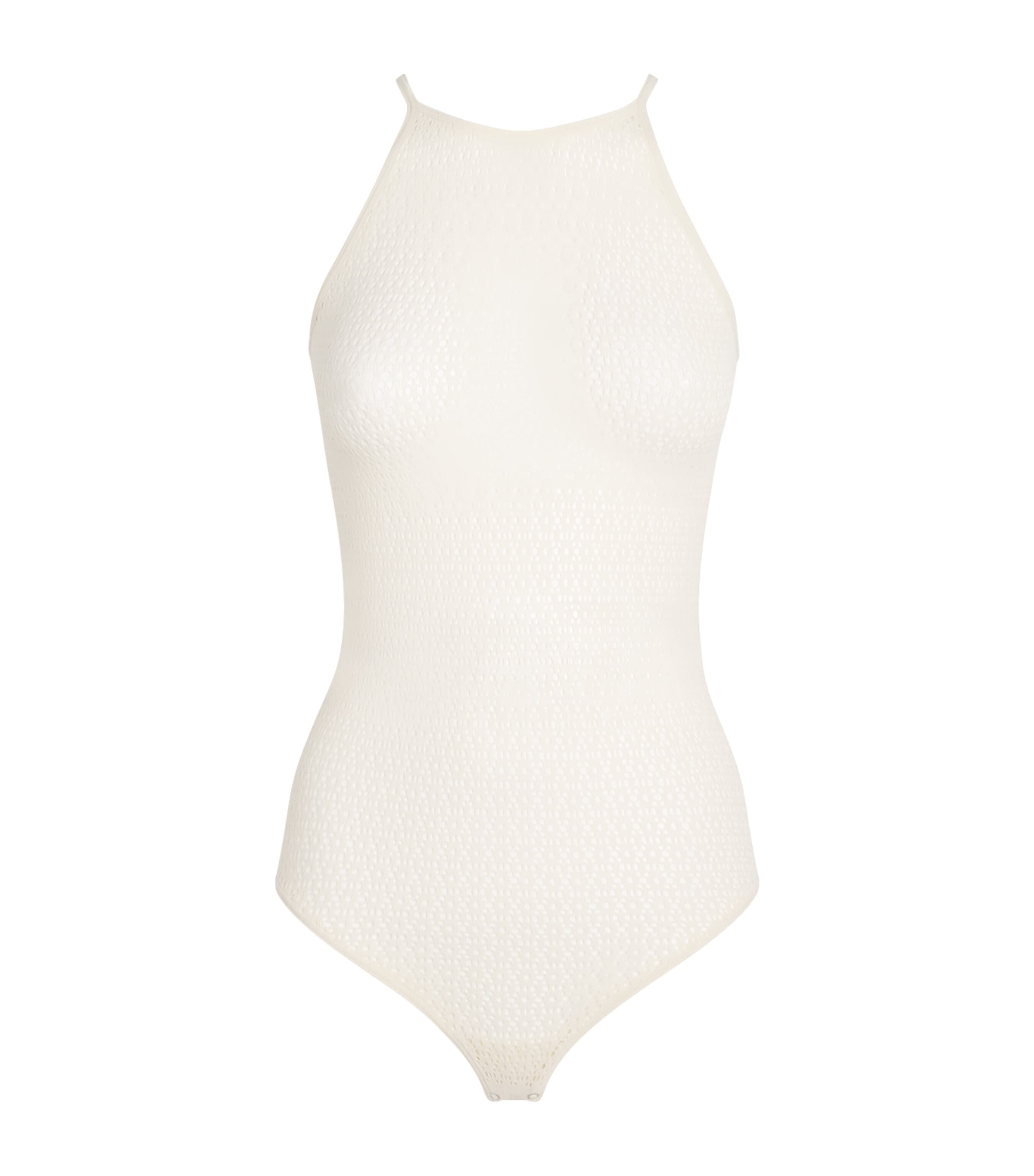 Wolford Womens Net Daisy Bodysuit Buttercrea Image 1