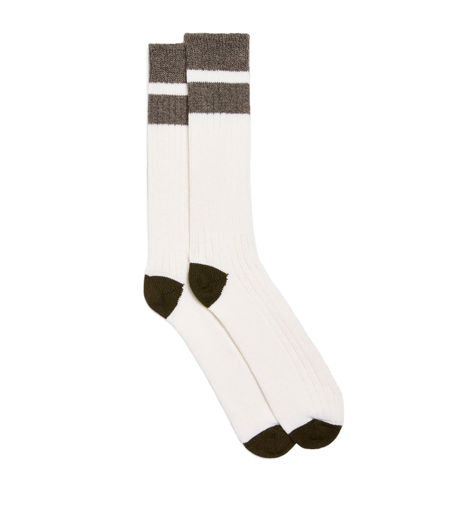 Dunhill Mens Cashmere-Cotton Stripe Socks Image 1