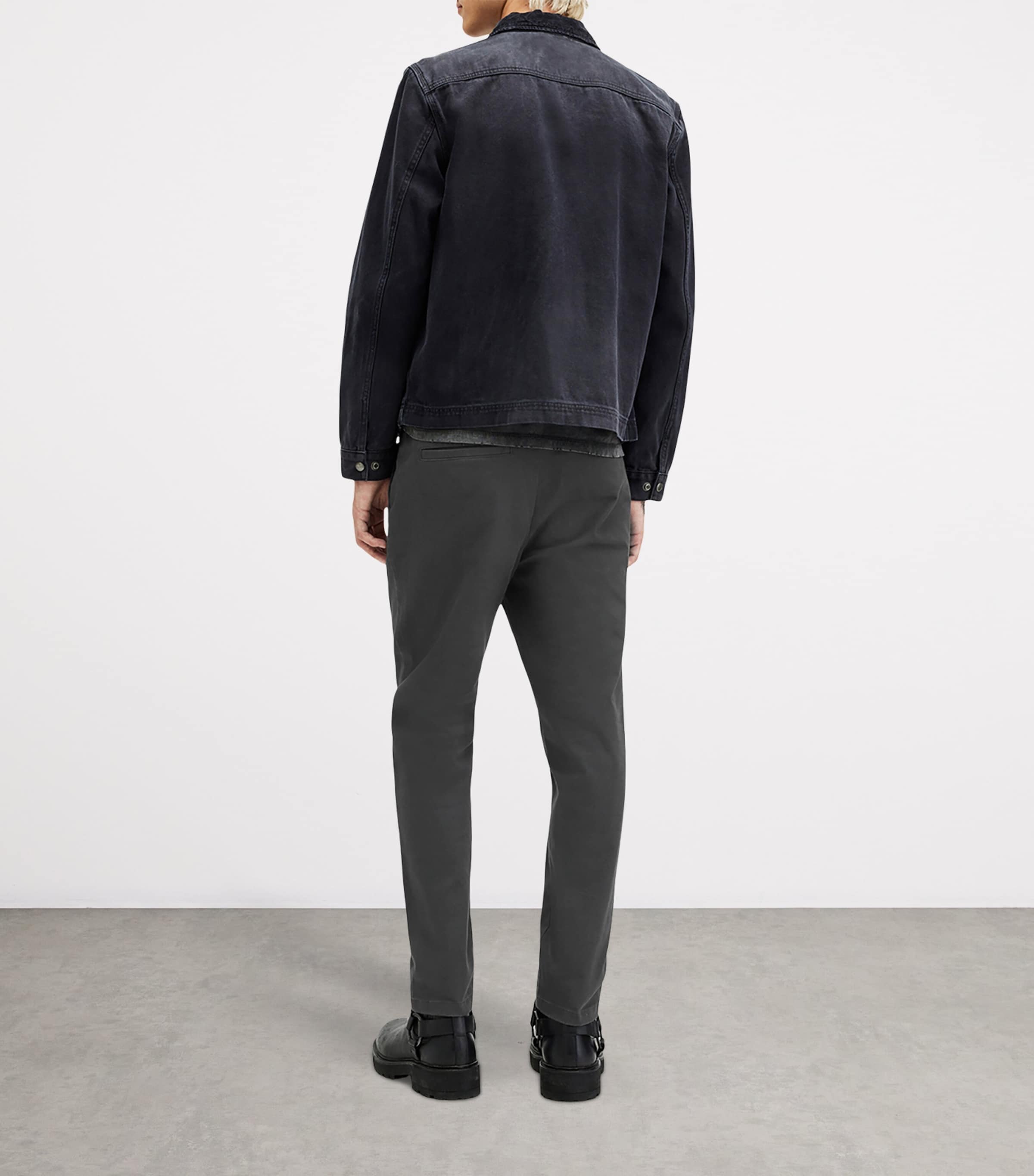 AllSaints Mens Organic Cotton Slim Walde Chinos Gravestone Grey Image 3