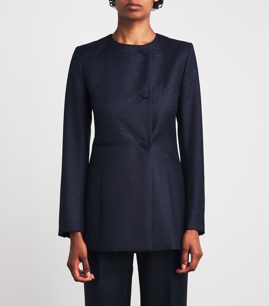 Wool-Blend Blazer DRK NAVY W LGHT BLUE Image 3