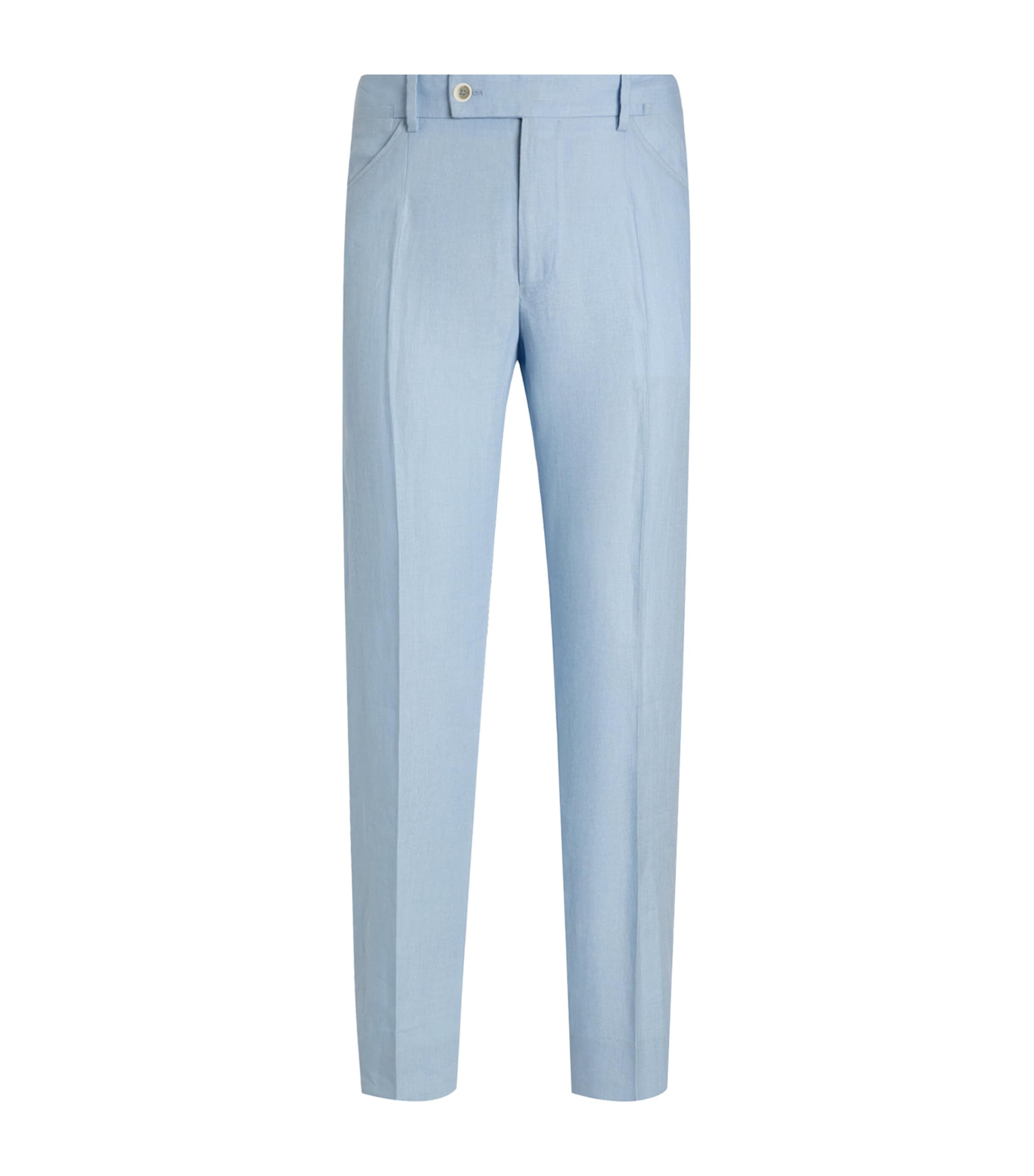 Dolce&Gabbana Mens Linen Tailored Trousers Sky Blue Image 1