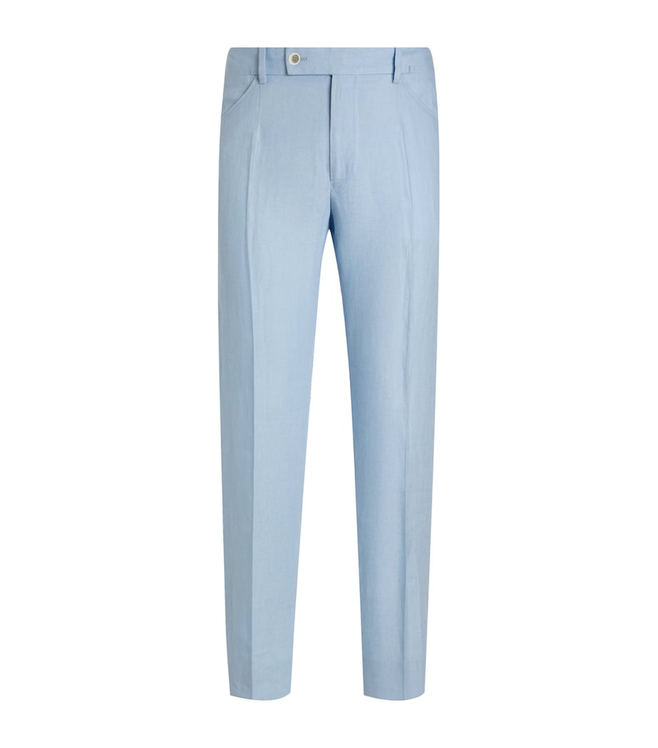 Linen Tailored Trousers B1581-SKY BLUE Image 1