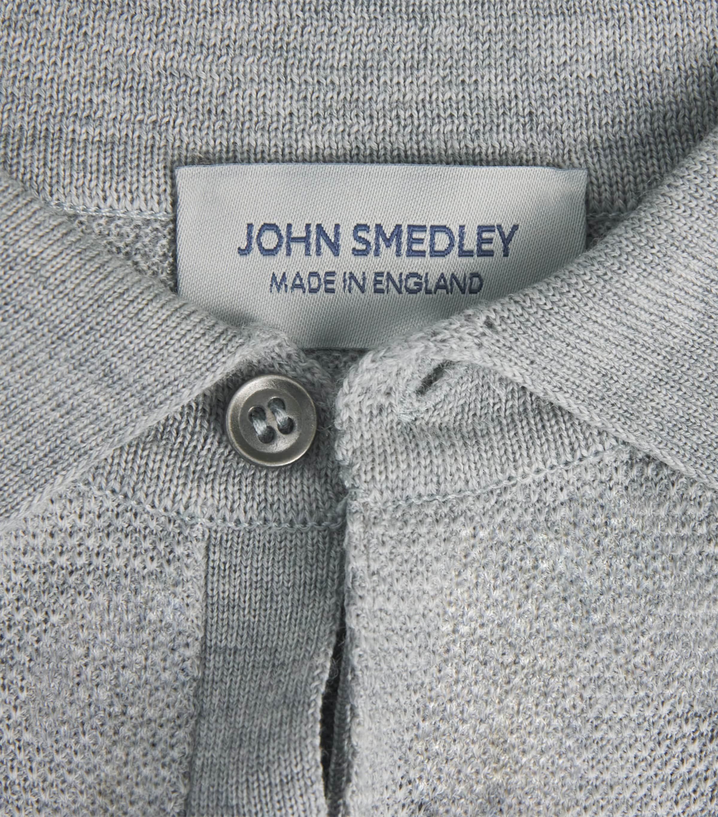 John Smedley Mens Merino Wool Textured Polo Shirt Nimbus Image 6