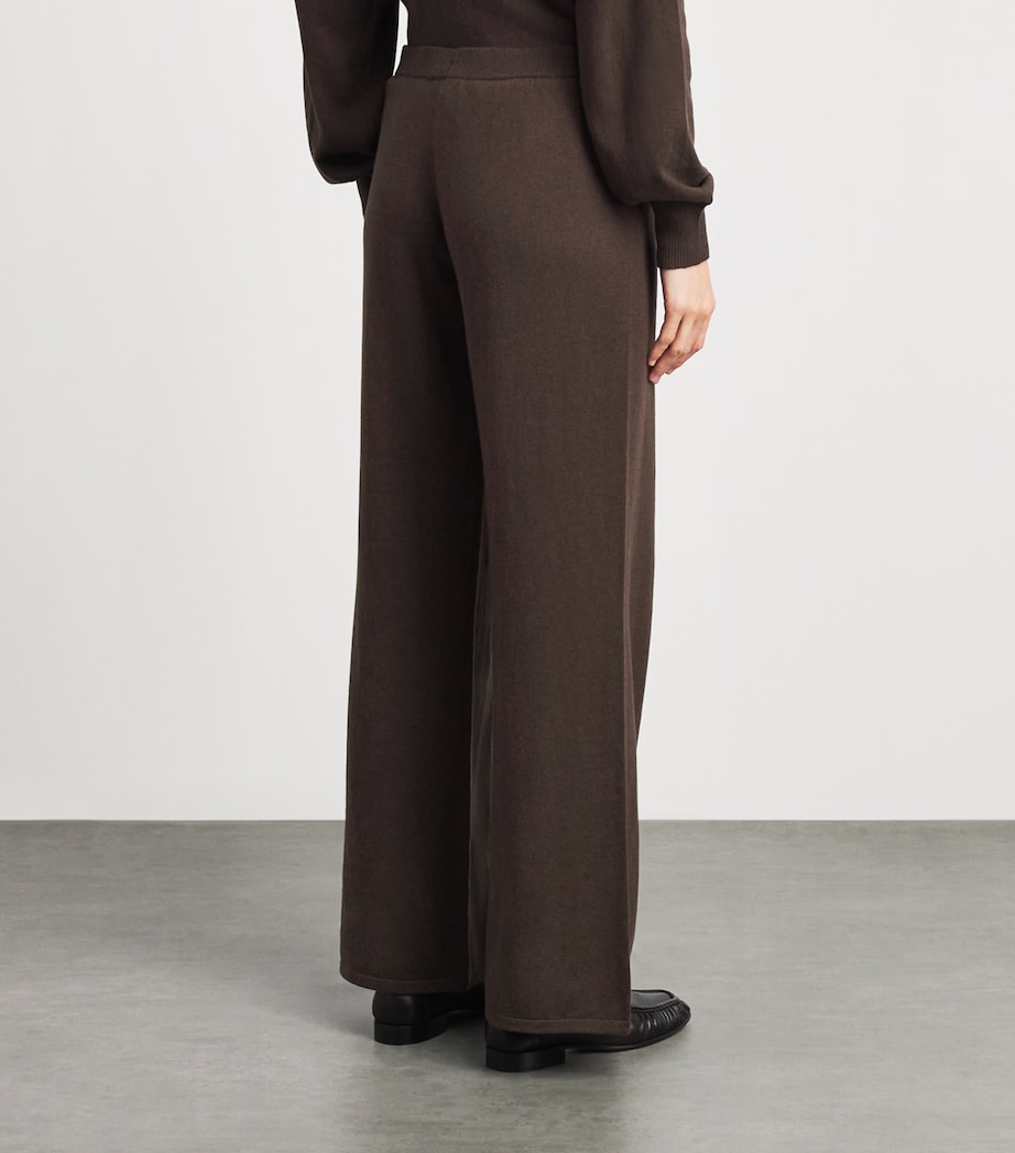ÉTERNE Womens Cashmere-Cotton Wide-Leg Sweatpants Mushroom Image 5