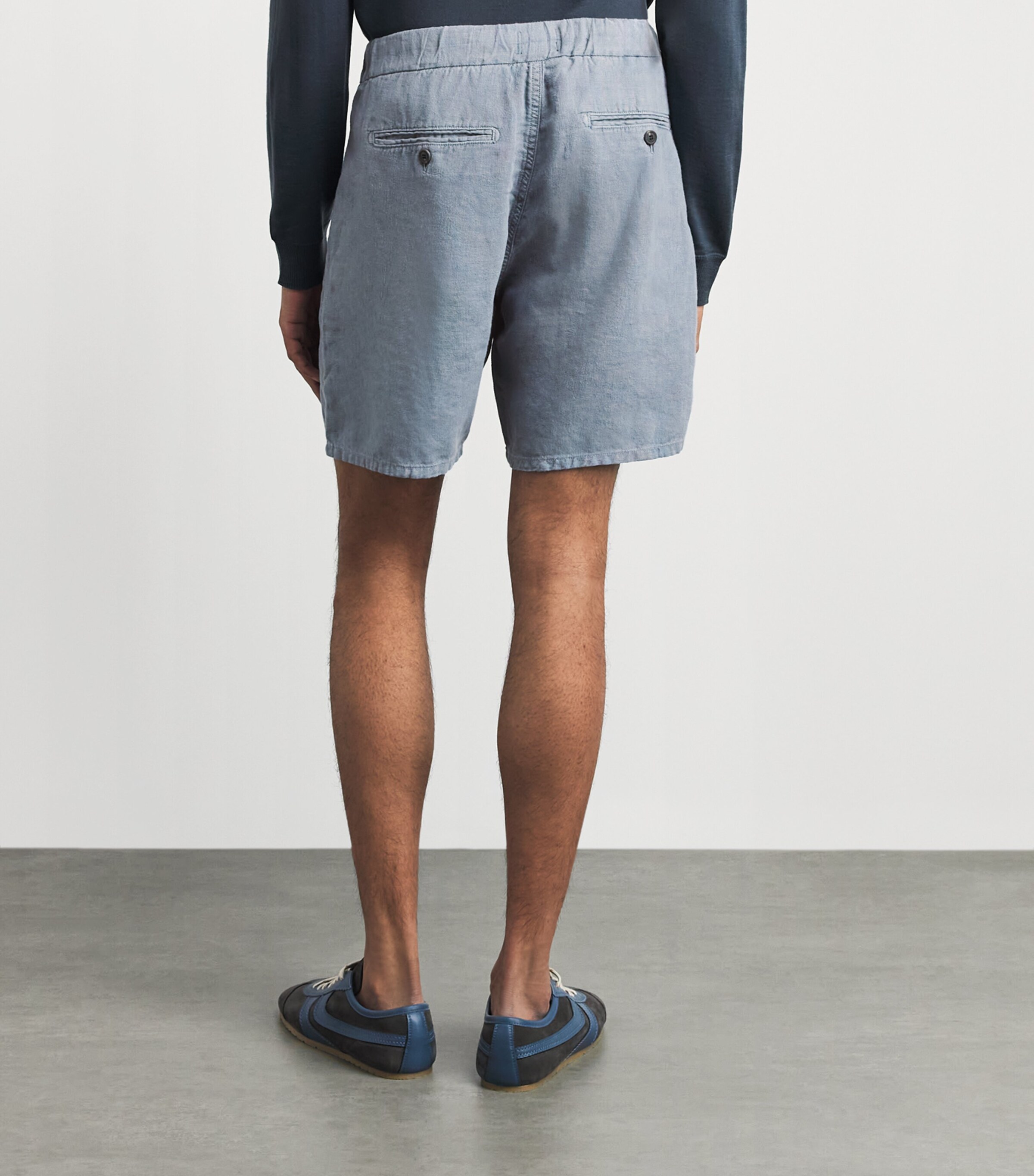 Citizens of Humanity Mens Linen Drawstring Shorts Stone Blue Image 5