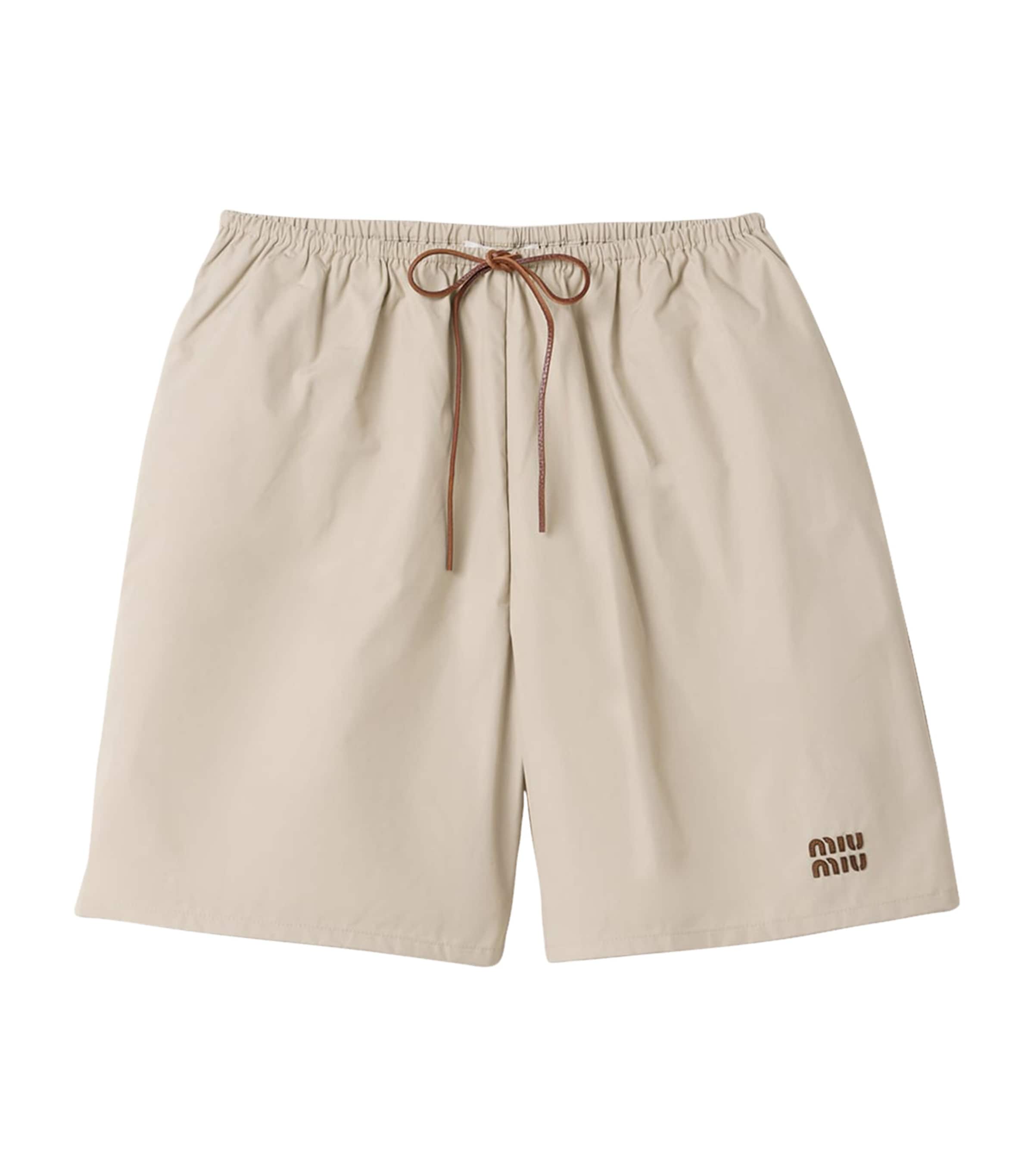 Miu Miu Logo Bermuda Shorts Neutral