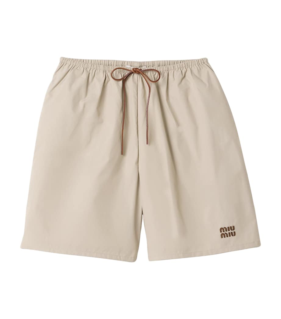Miu Miu Womens Logo Bermuda Shorts Neutral Image 1