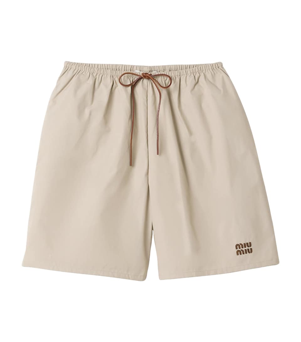 Miu Miu Logo Bermuda Shorts Neutral