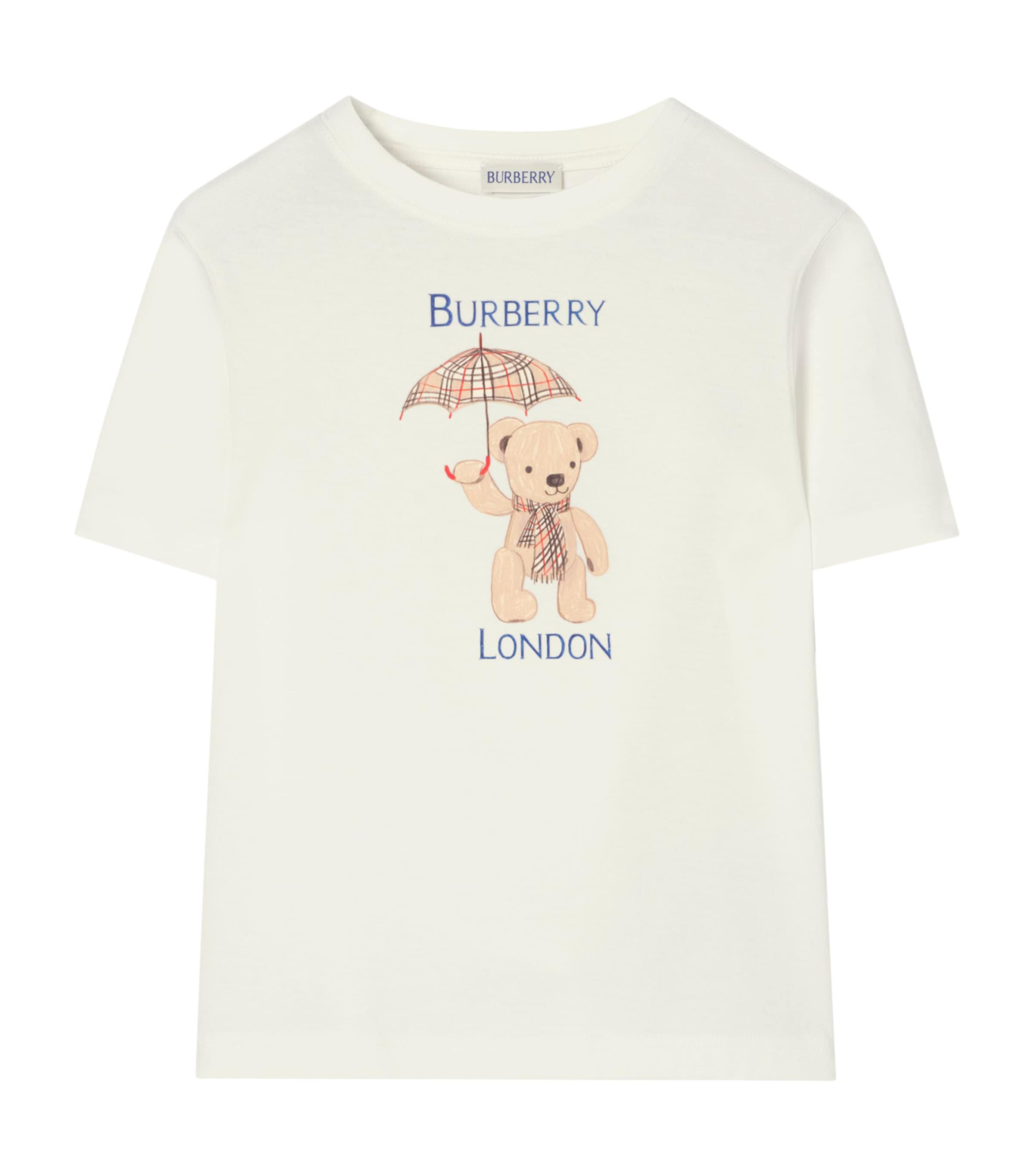 Burberry Kids Cotton London Bear T-Shirt (4-12 Years) Chalk White Image 1