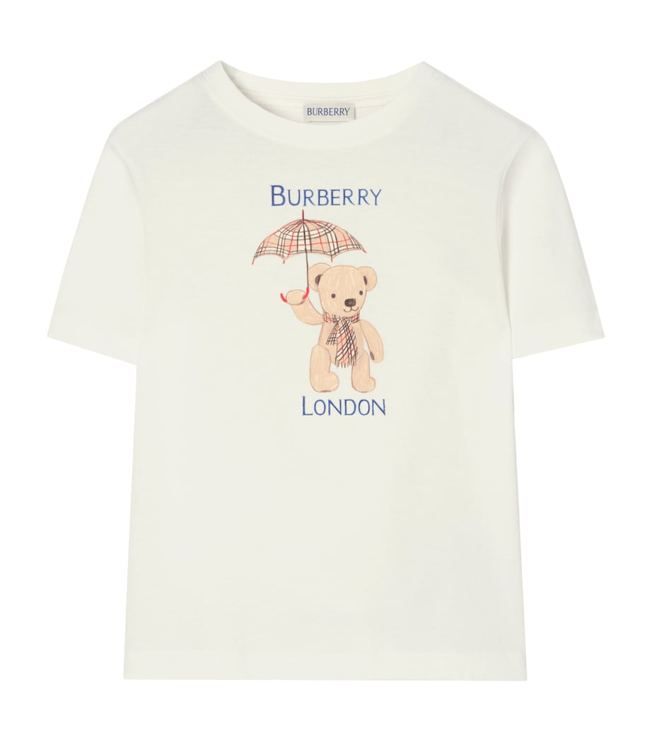 Burberry Kids Cotton London Bear T-Shirt (4-12 Years) Chalk White Image 1