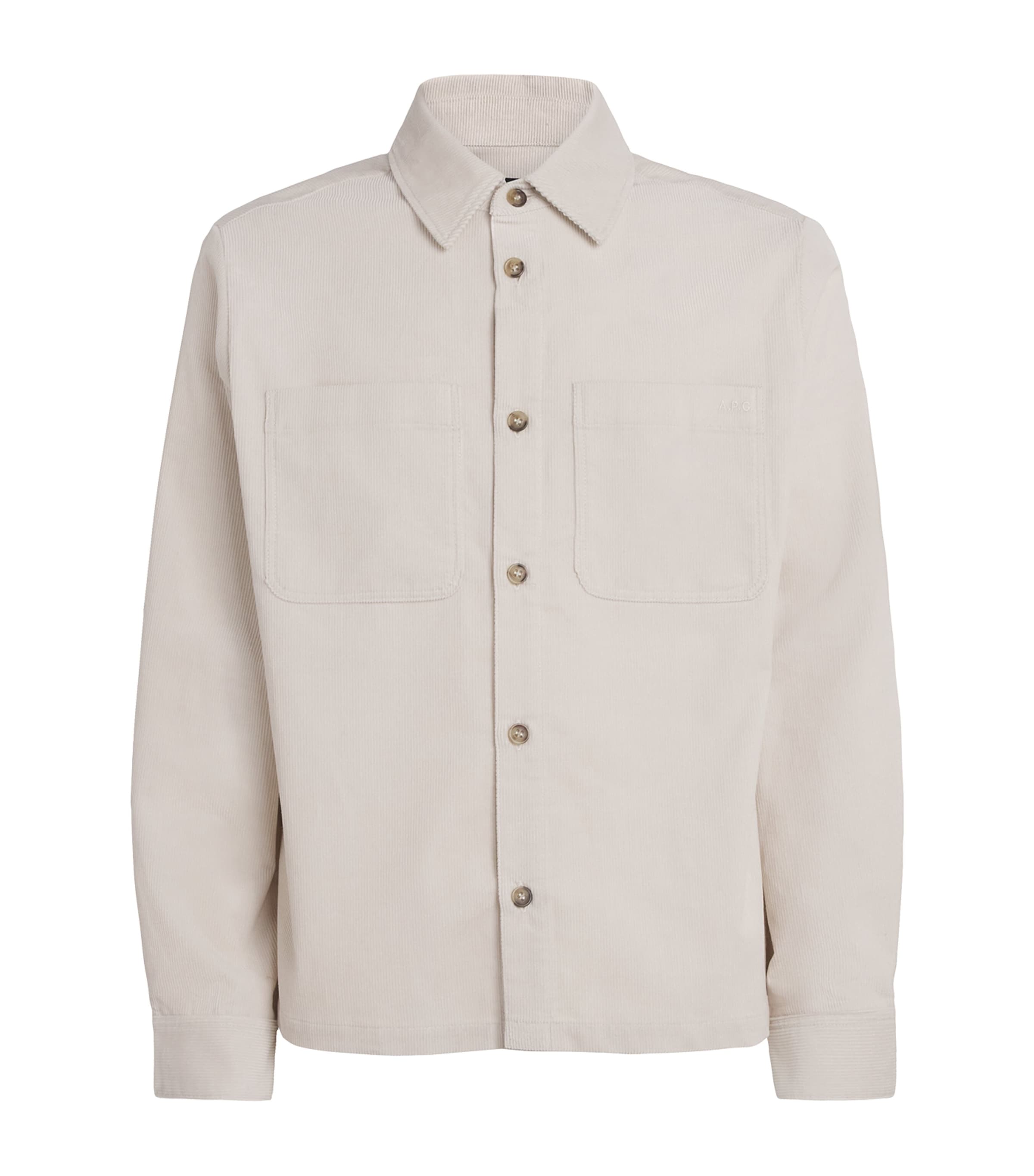 Apc Cotton Corduroy Leon Overshirt In White