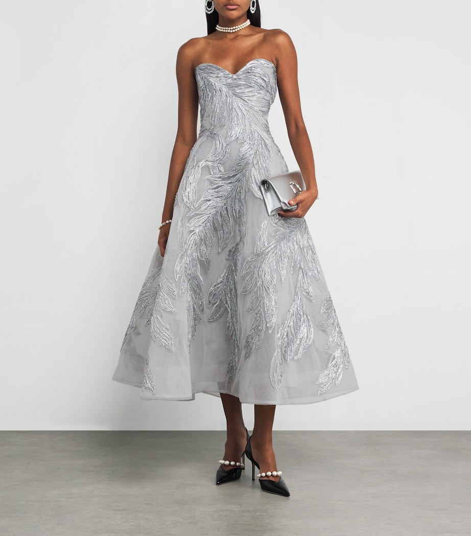 Feather-Embroidered Cocktail Gown 166-FETHMBROIREDTULE Image 2