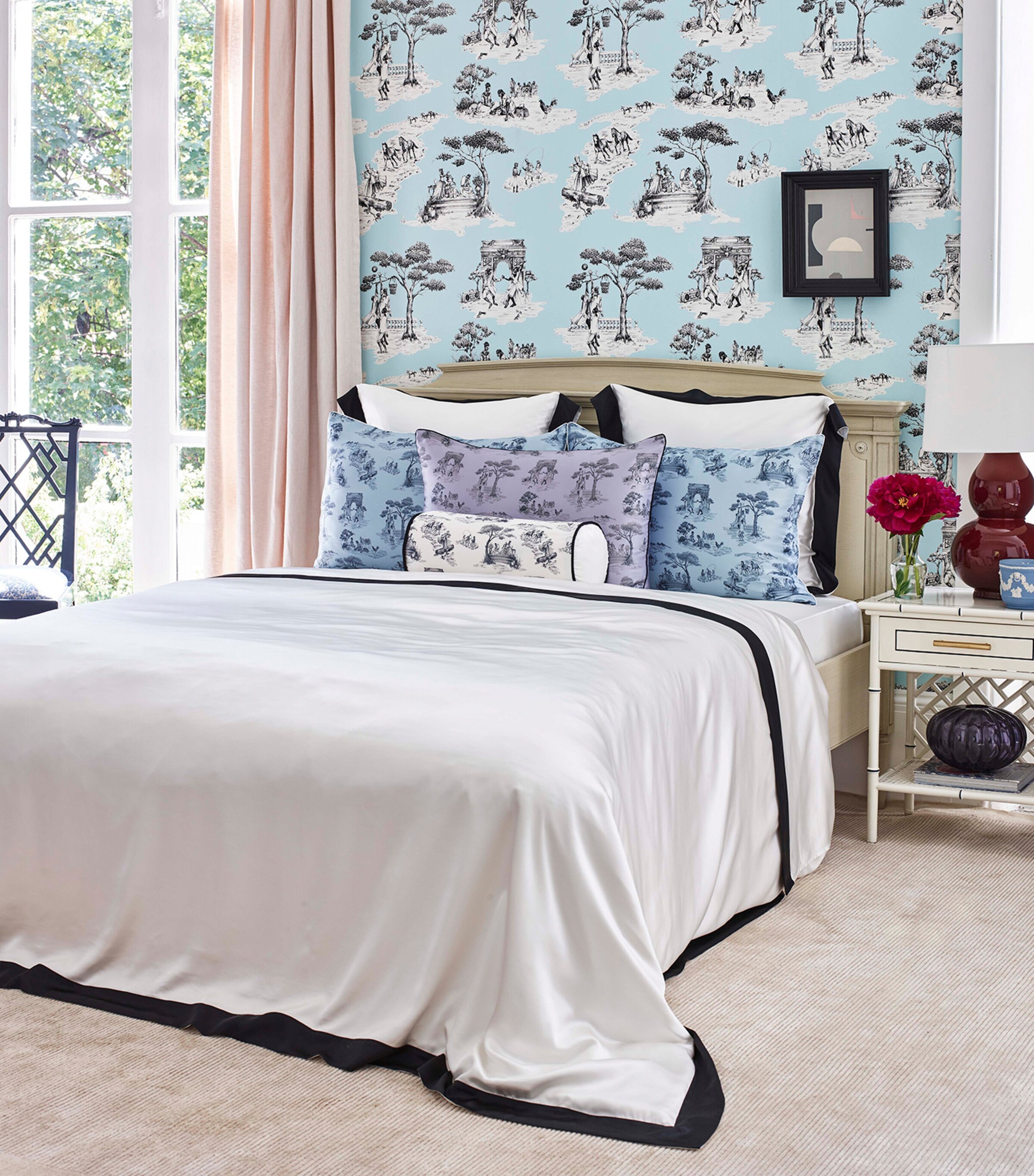 Gingerlily x Sheila Bridges Harlem Toile Print Bolster Cushion (20cm x 46cm) Ivory Image 2