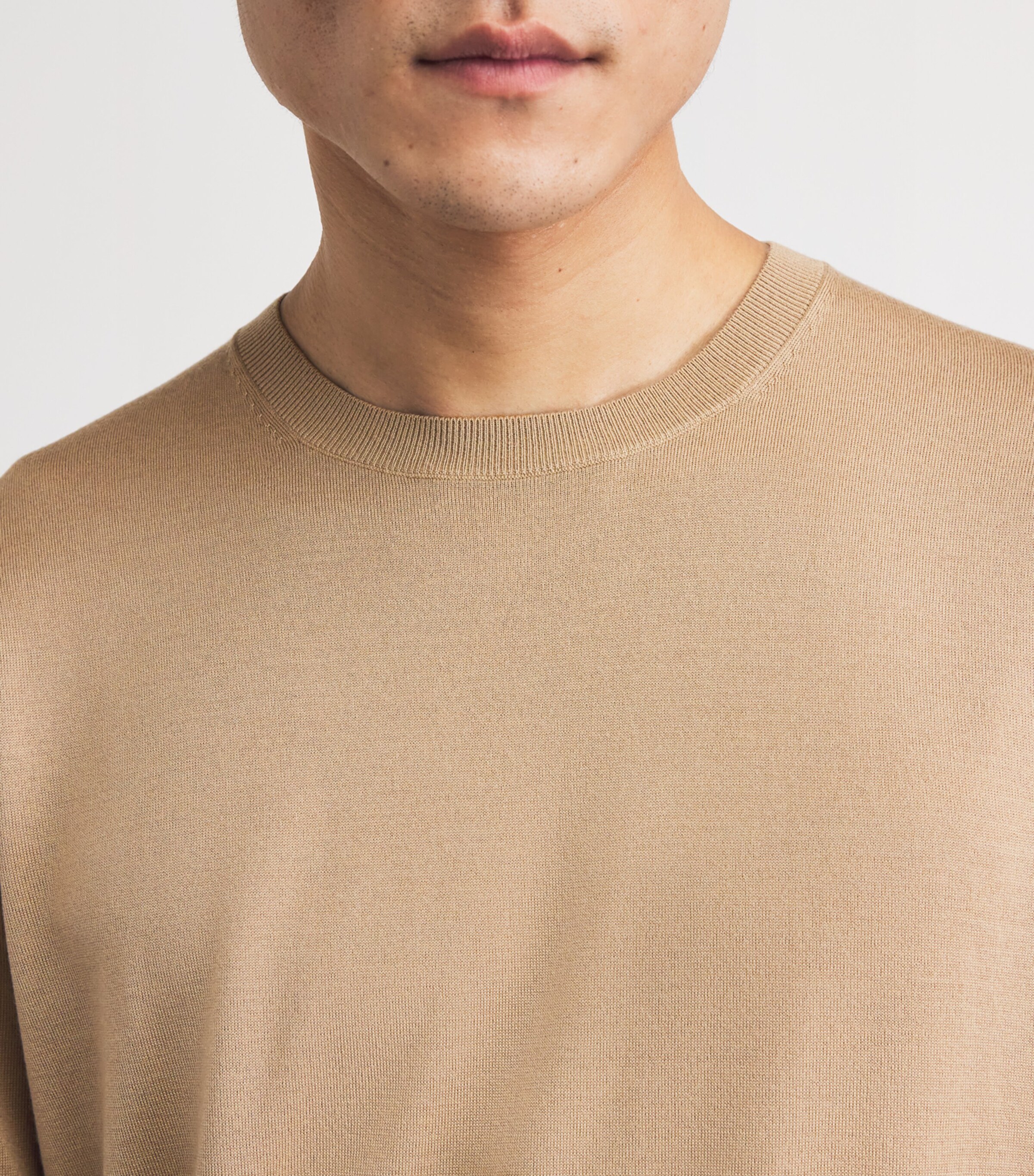 Falke Mens Stretch-Virgin Wool Sweater Seasame Image 3