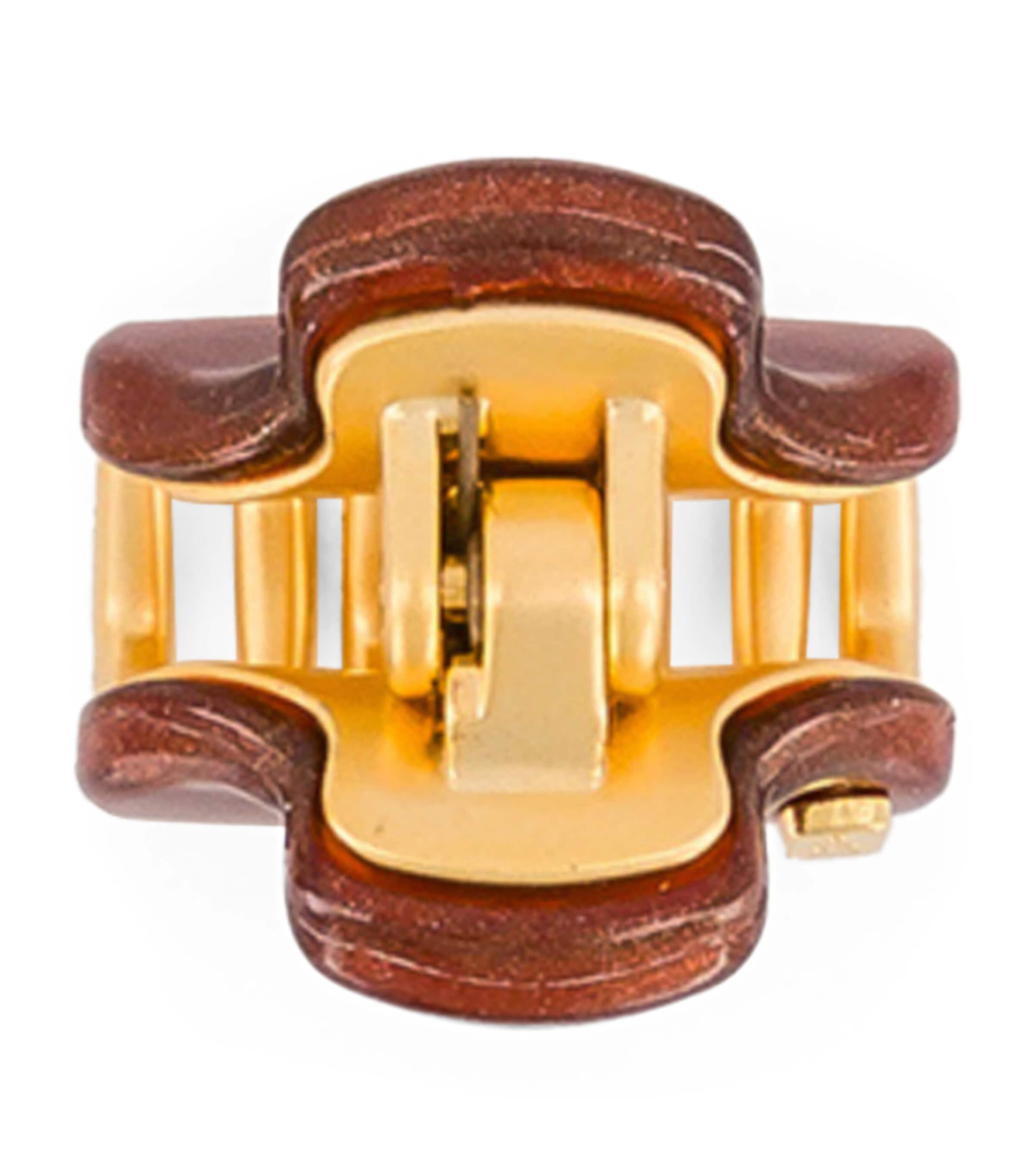 Mini Gold-Plated Claw Hair Clip X4- PAIL BRUN/OR Image 3